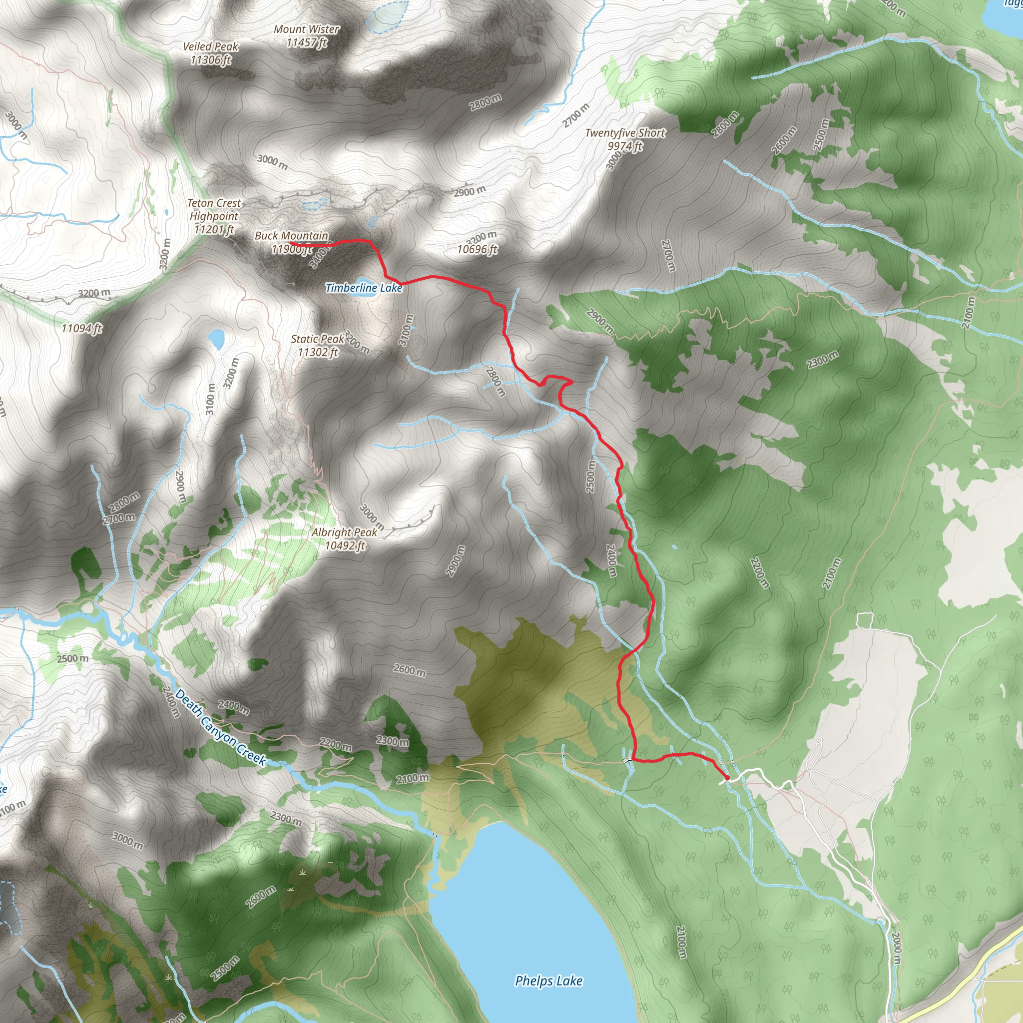 Buck Mountain via Valley Trail mobile static map