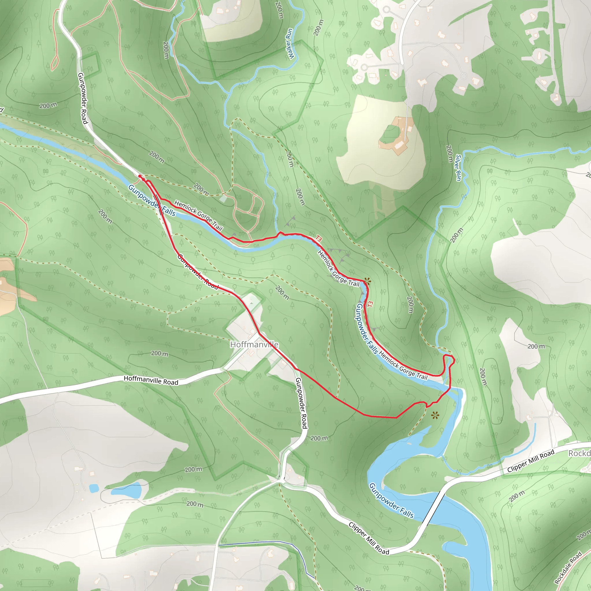 Hemlock Gorge Trail and Gunpowder Road Loop mobile static map
