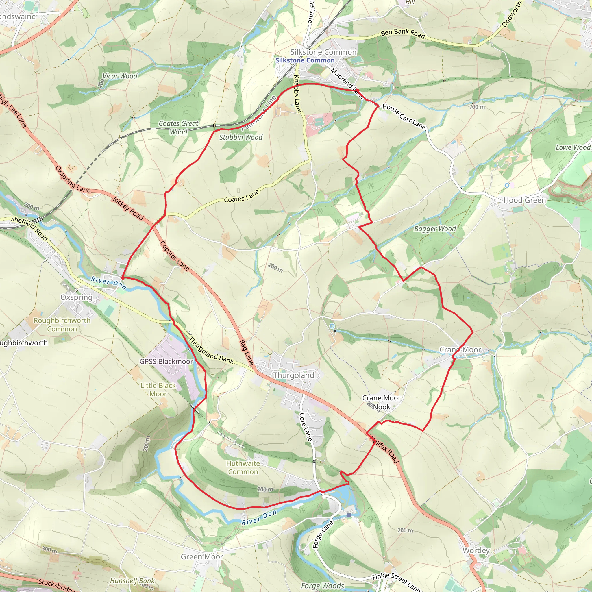 Thurgoland Boundary Walk from Oxspring mobile static map