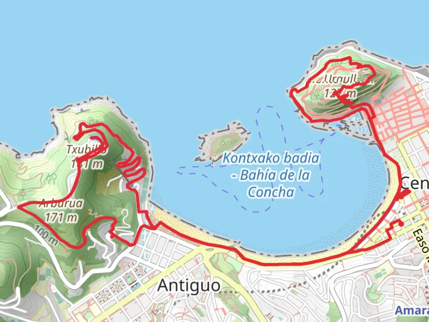 An image depicting the trail Donastia San Sebastian and its surrounding area.