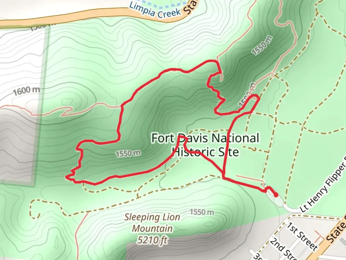 An image depicting the trail Fort Davis National Historic Site Loop and its surrounding area.