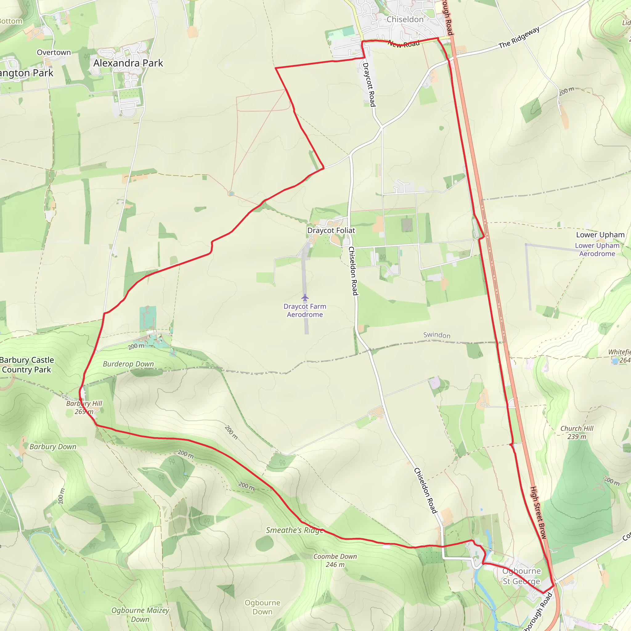 Chiseldon to Ogbourne St George Loop mobile static map