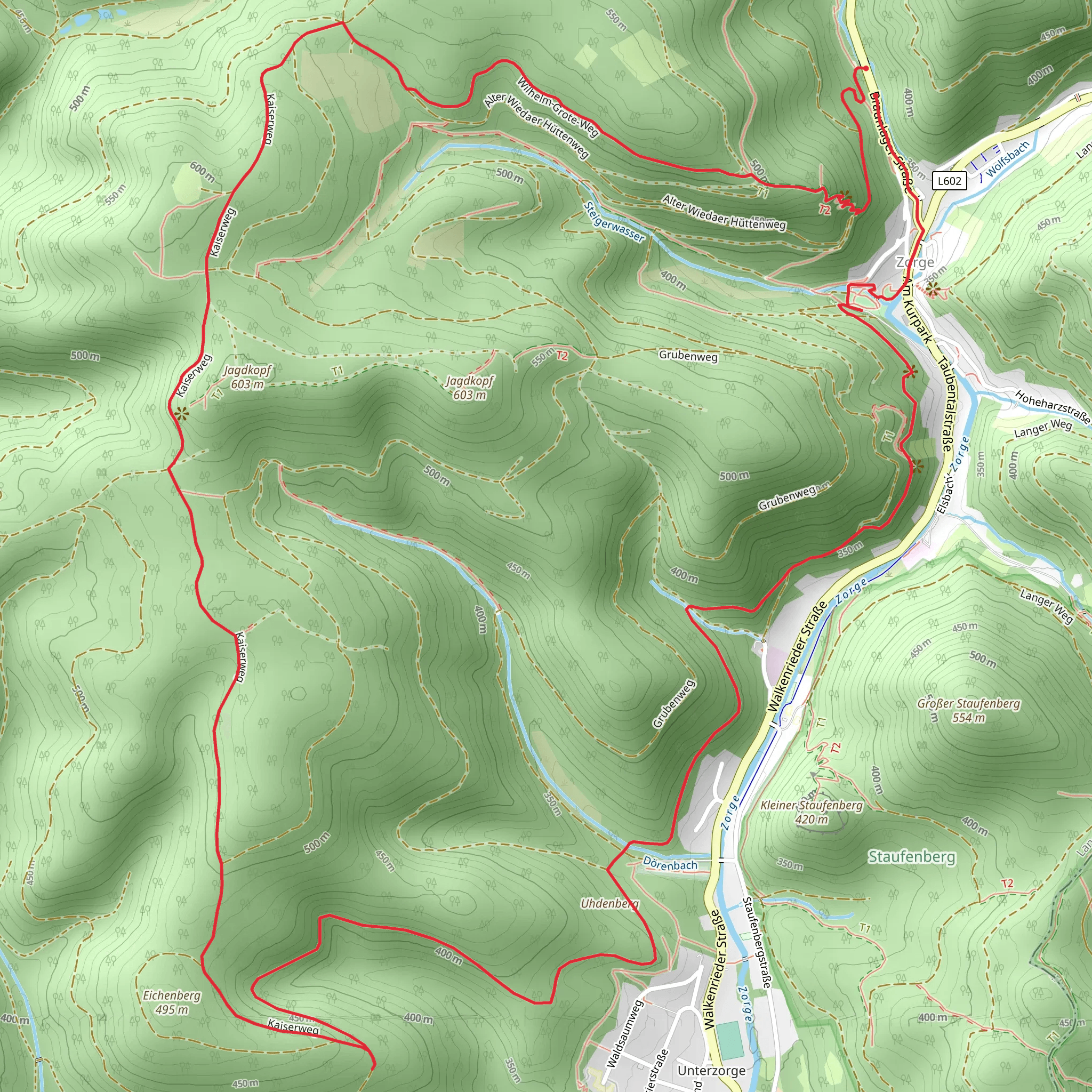 Uhdenberg and Schoene Aussicht via Wilhelm-Grote-Weg and Kaiserweg mobile static map