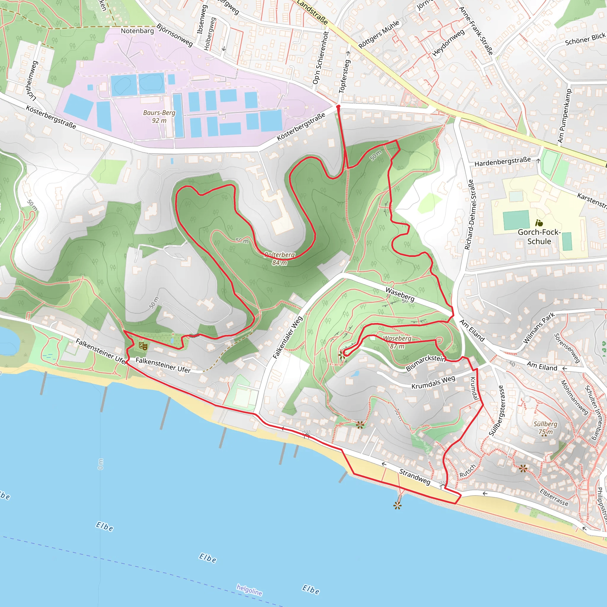 Polterberg and Waseberg via Krumdel mobile static map