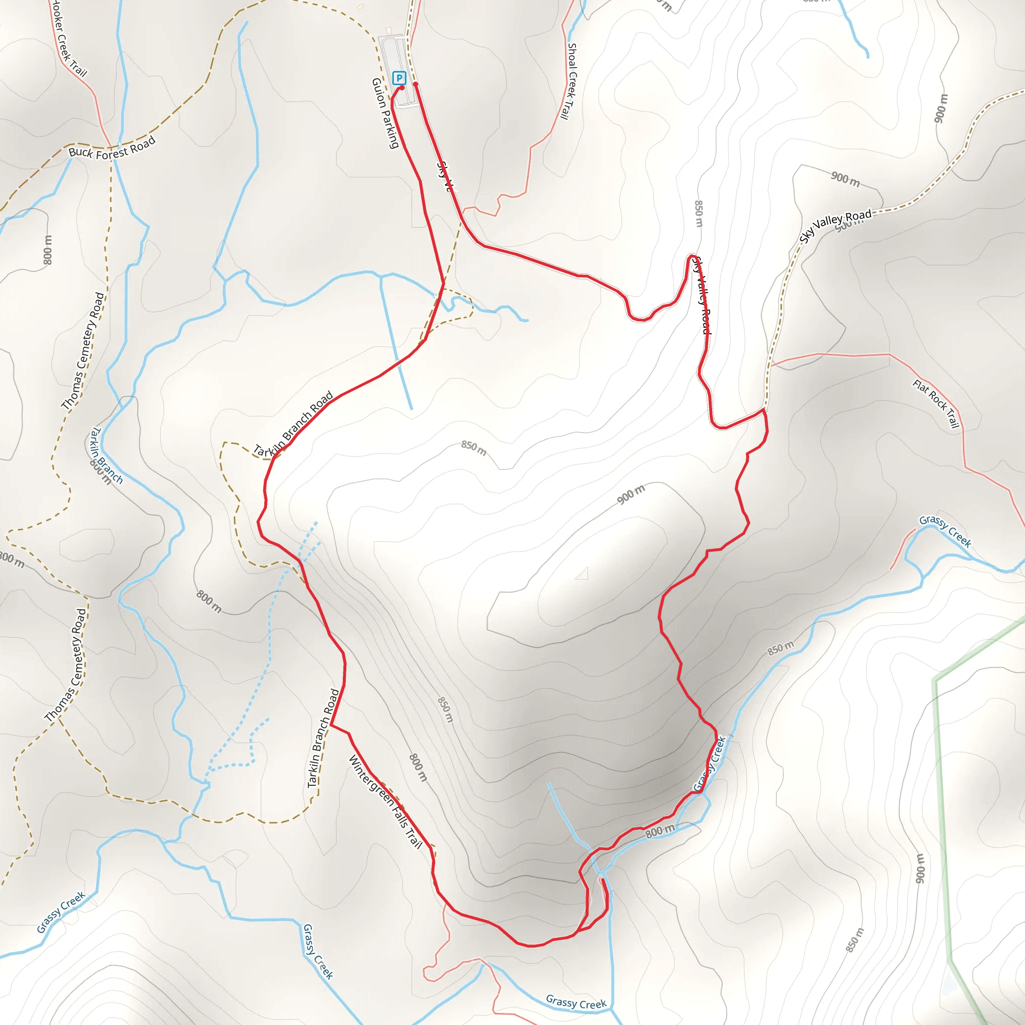 Wintergreen Falls Loop Trail mobile static map