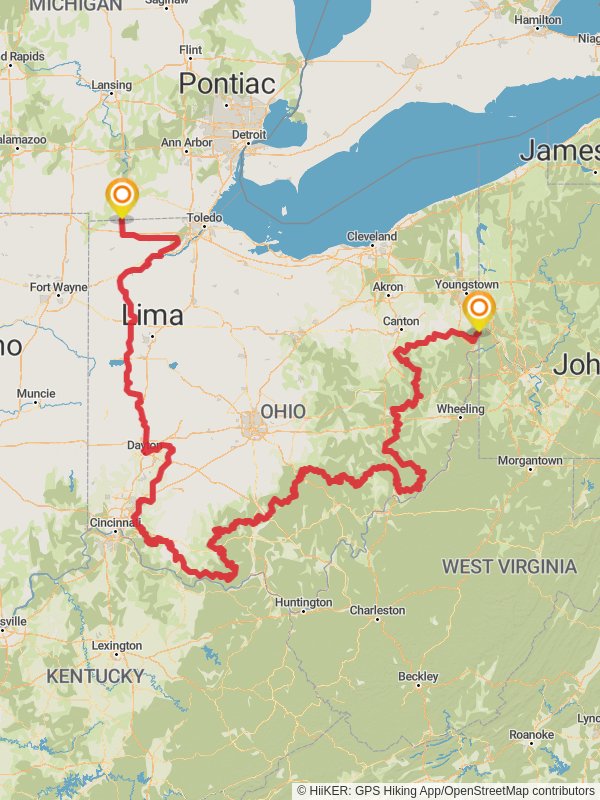 North Country Trail - Ohio mobile static map