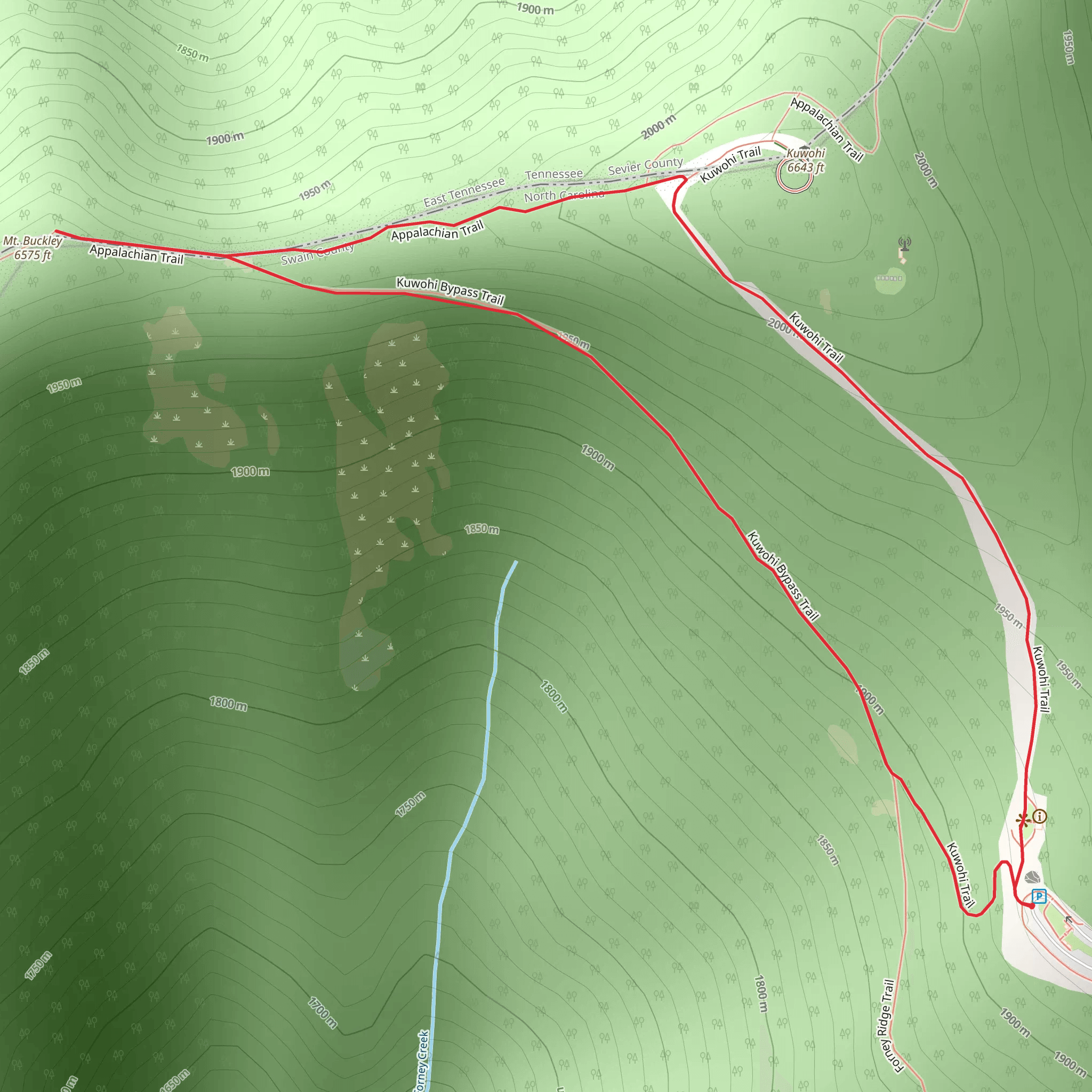 Mt Buckley via Clingmans Dome Loop Trail mobile static map