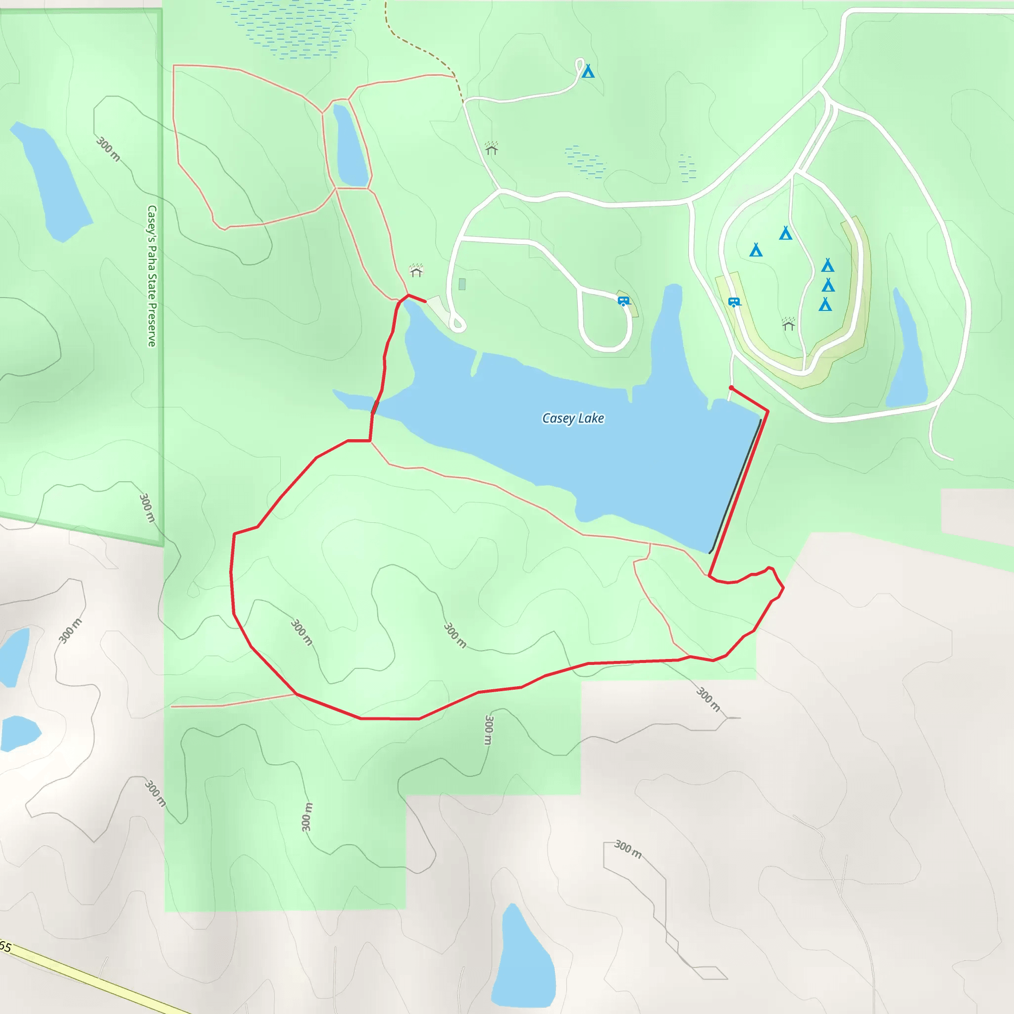 Casey Lake and Hickory Hills Park mobile static map
