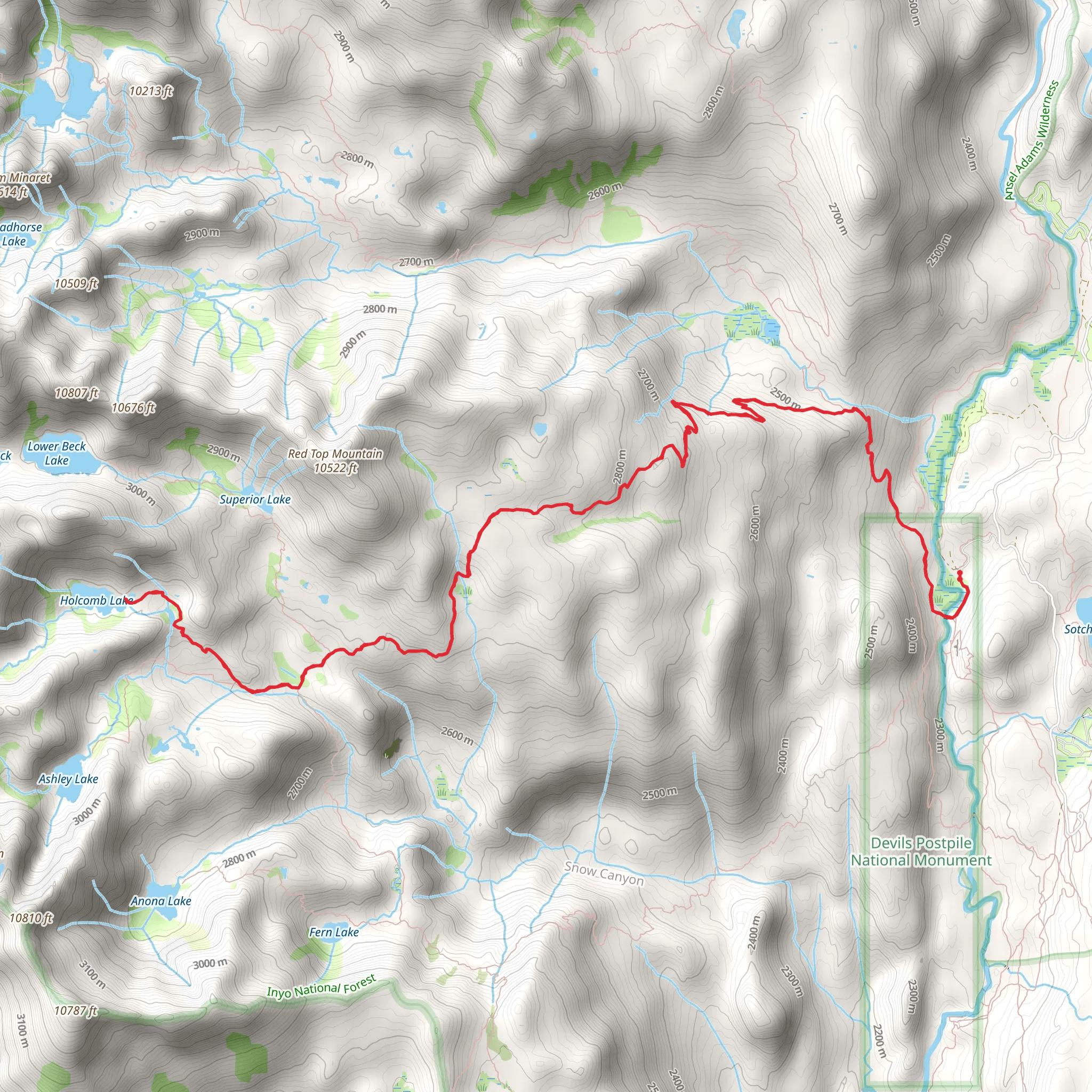 Holcomb Lake via Superior Lake Trail mobile static map