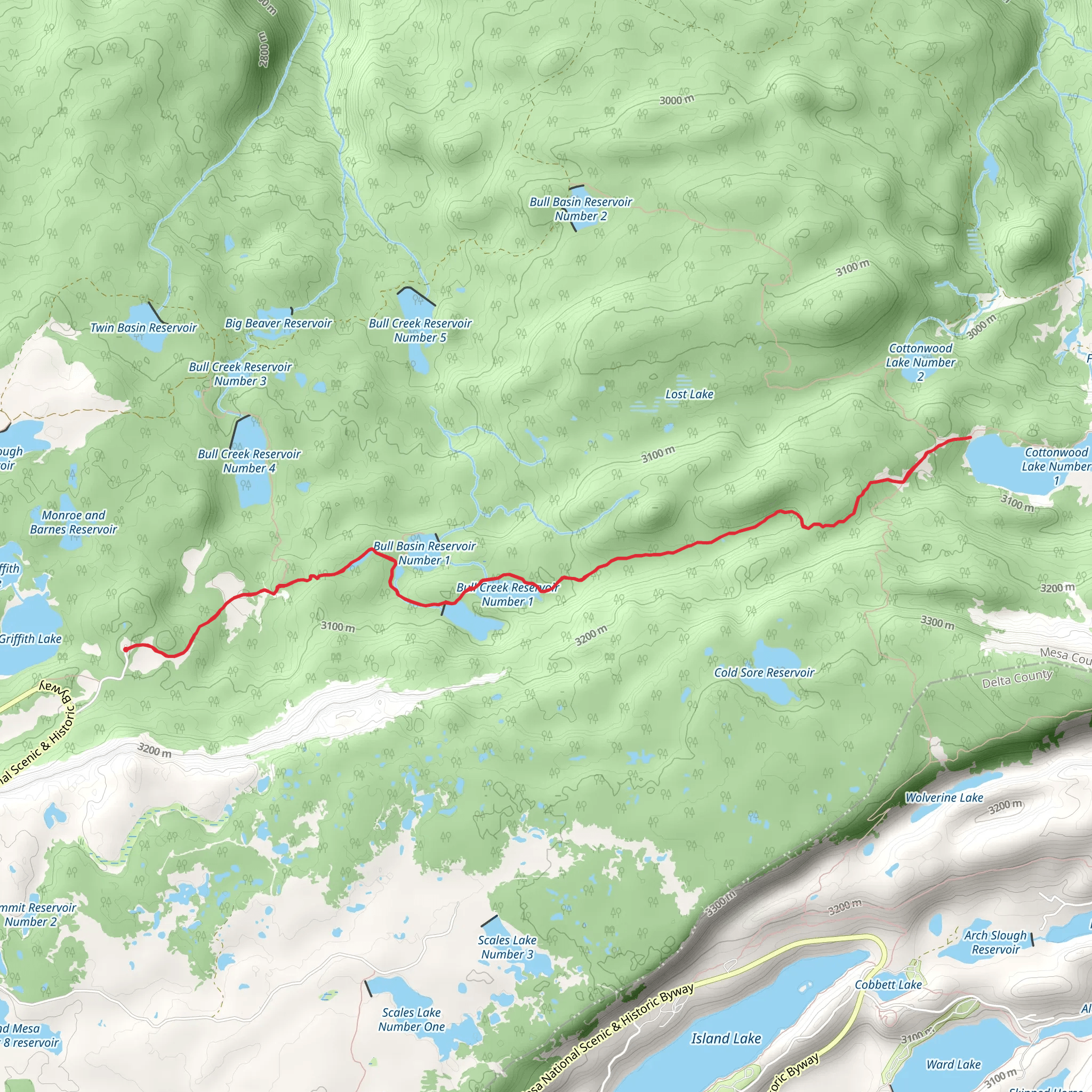 Cottonwood Lake Number 1 via Lake of the Woods mobile static map