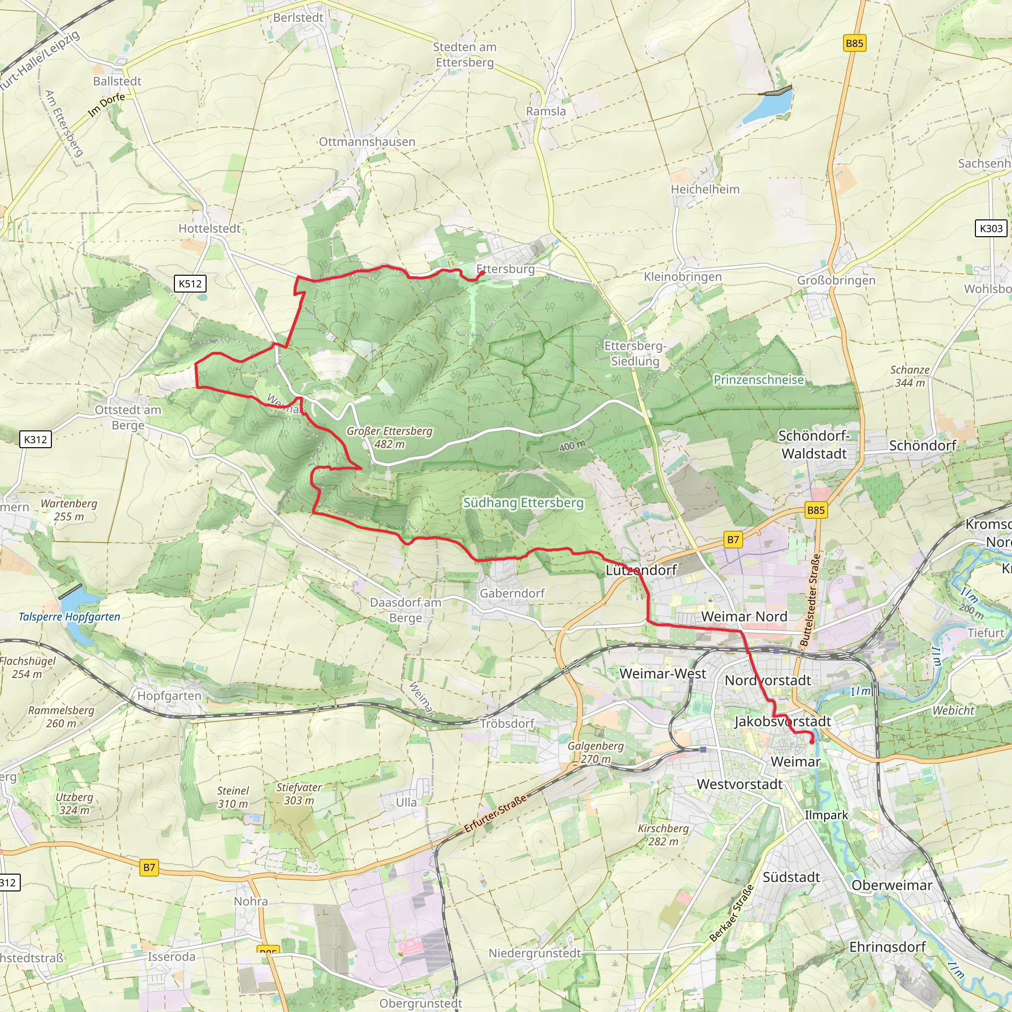Ettersburg to Weim Walk mobile static map