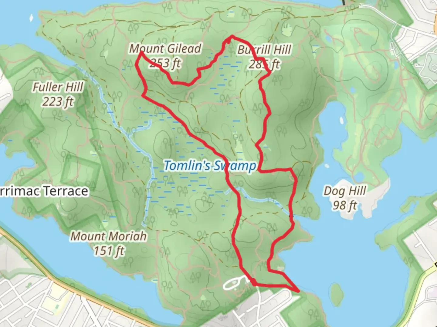 An image depicting the trail Burrill Hill and Undercliff Path Loop and its surrounding area.