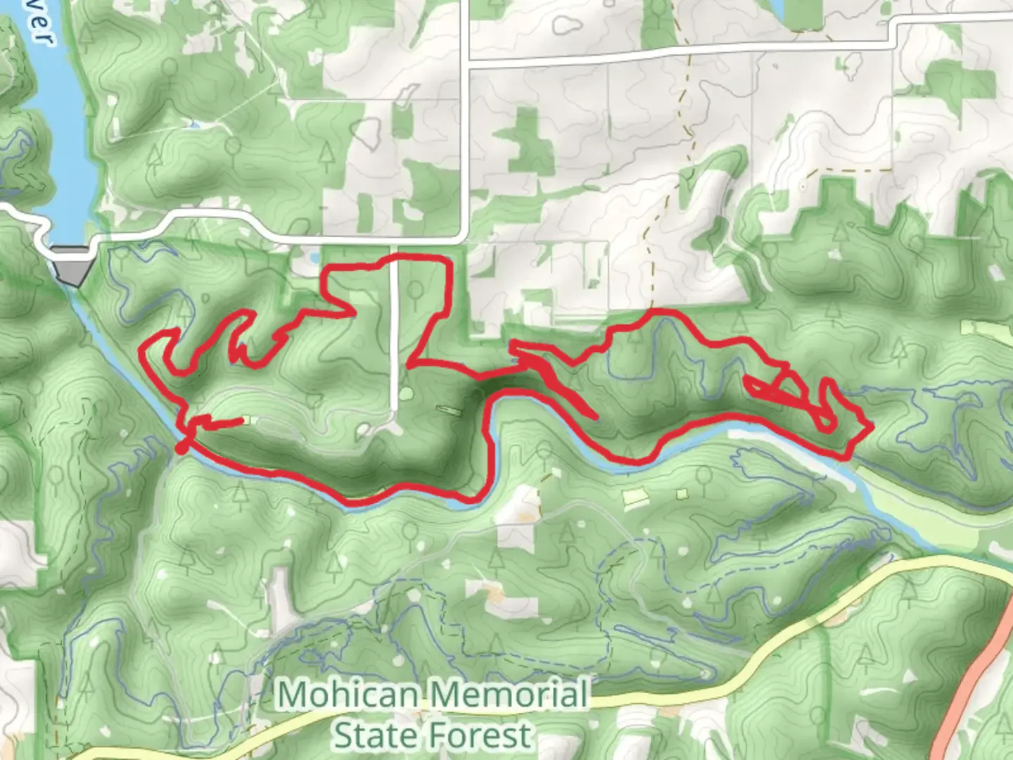 An image depicting the trail Hemlock Gorge and Mohican Loop Trail and its surrounding area.