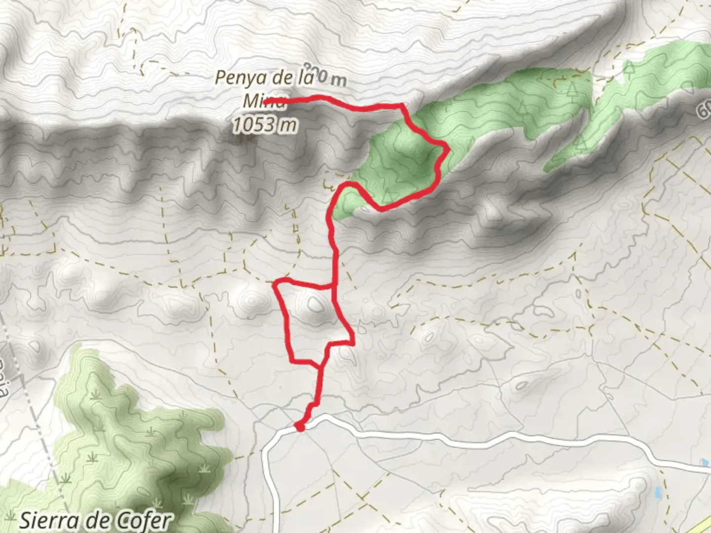 An image depicting the trail The Rock The Mine PR CV 281 and its surrounding area.