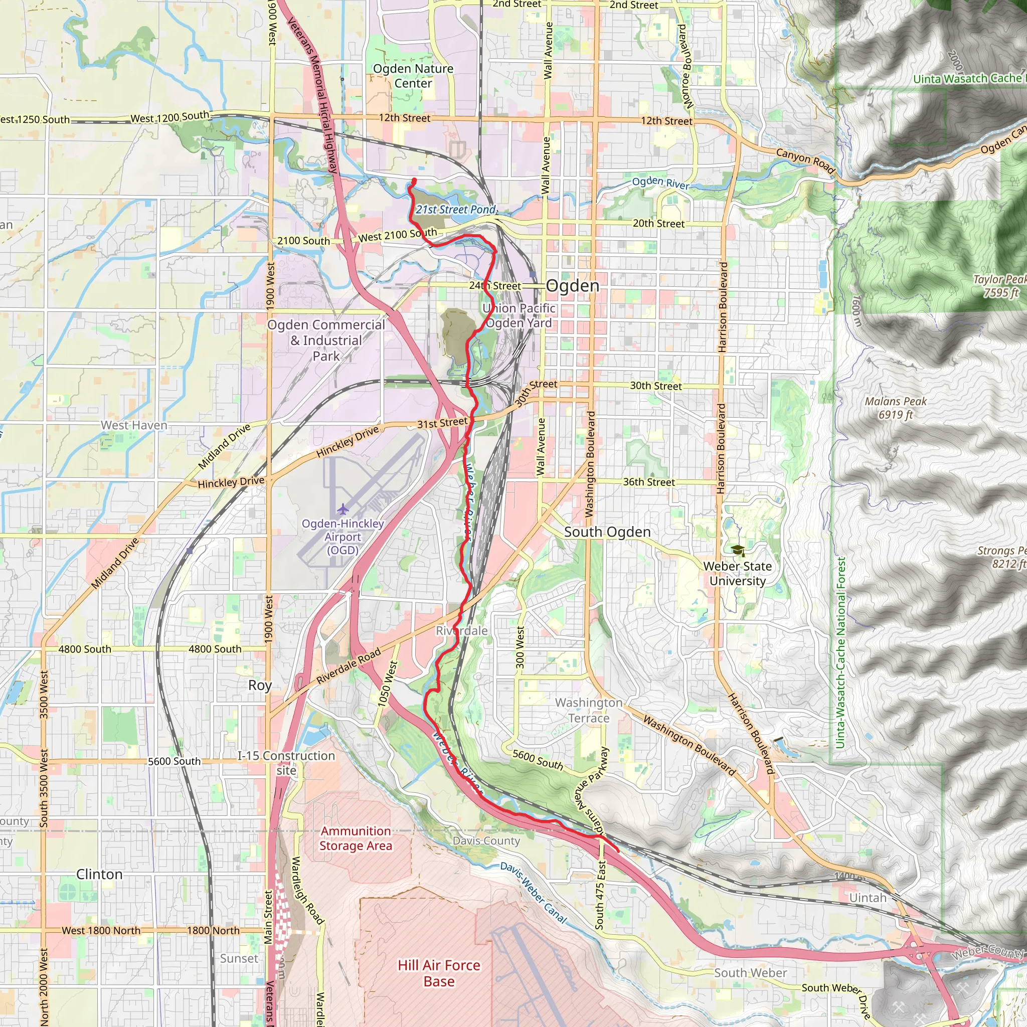 Weber River Parkway Out and Back mobile static map