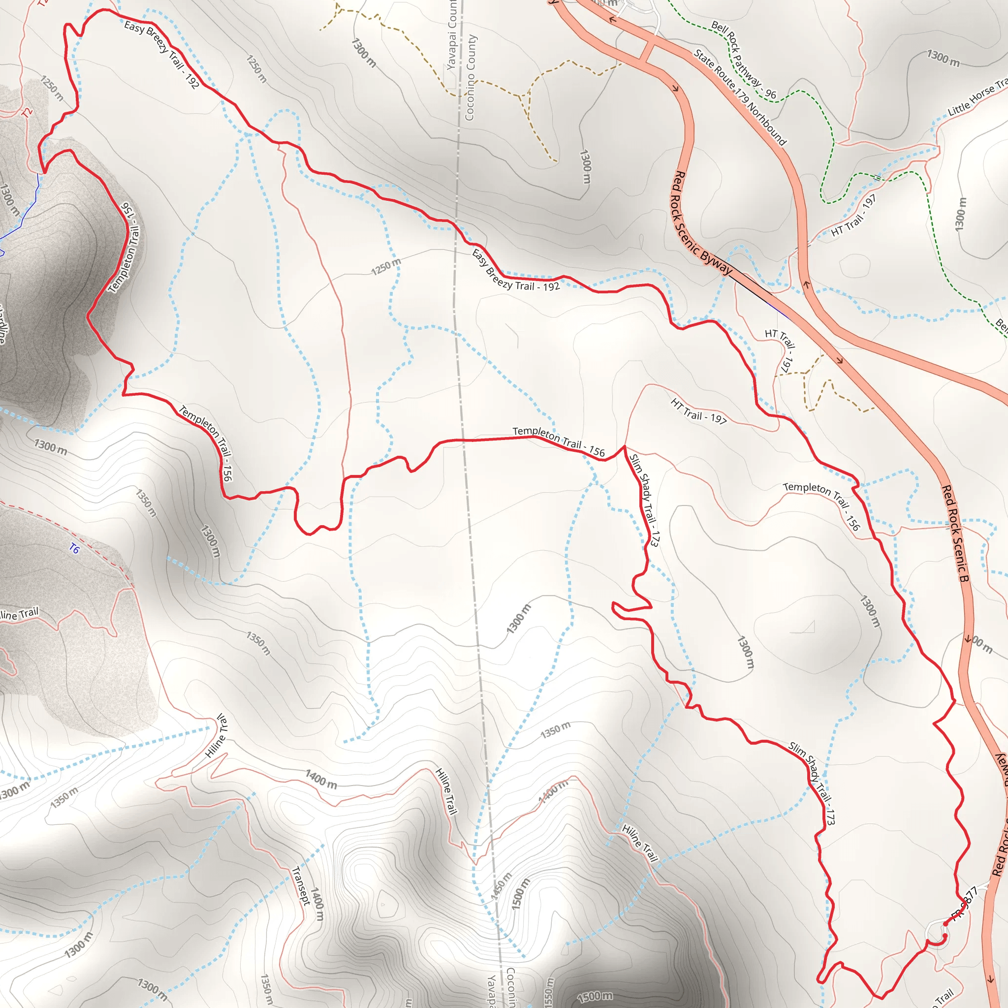 Slim Shady Trail, Templeton Trail and Easy Breezy Loop mobile static map