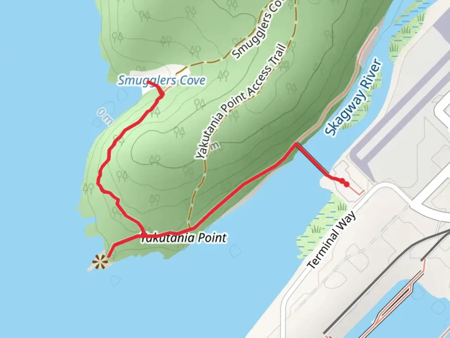 An image depicting the trail Yakutania Point and Smugglers Cove Trail and its surrounding area.