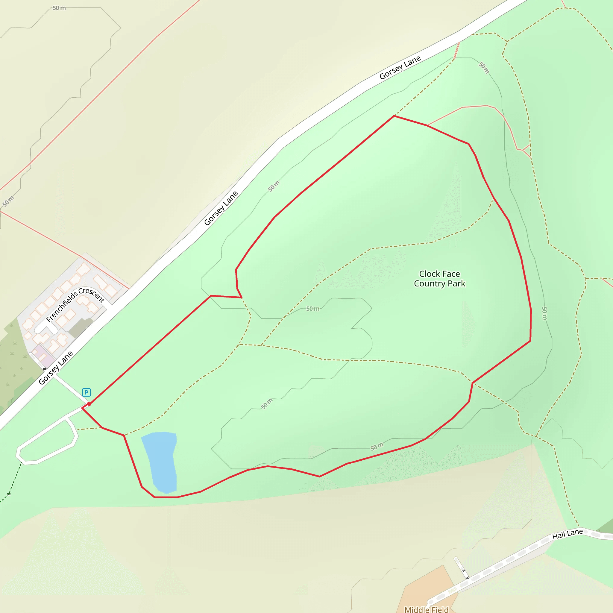 Clock Face Country Park Walk mobile static map