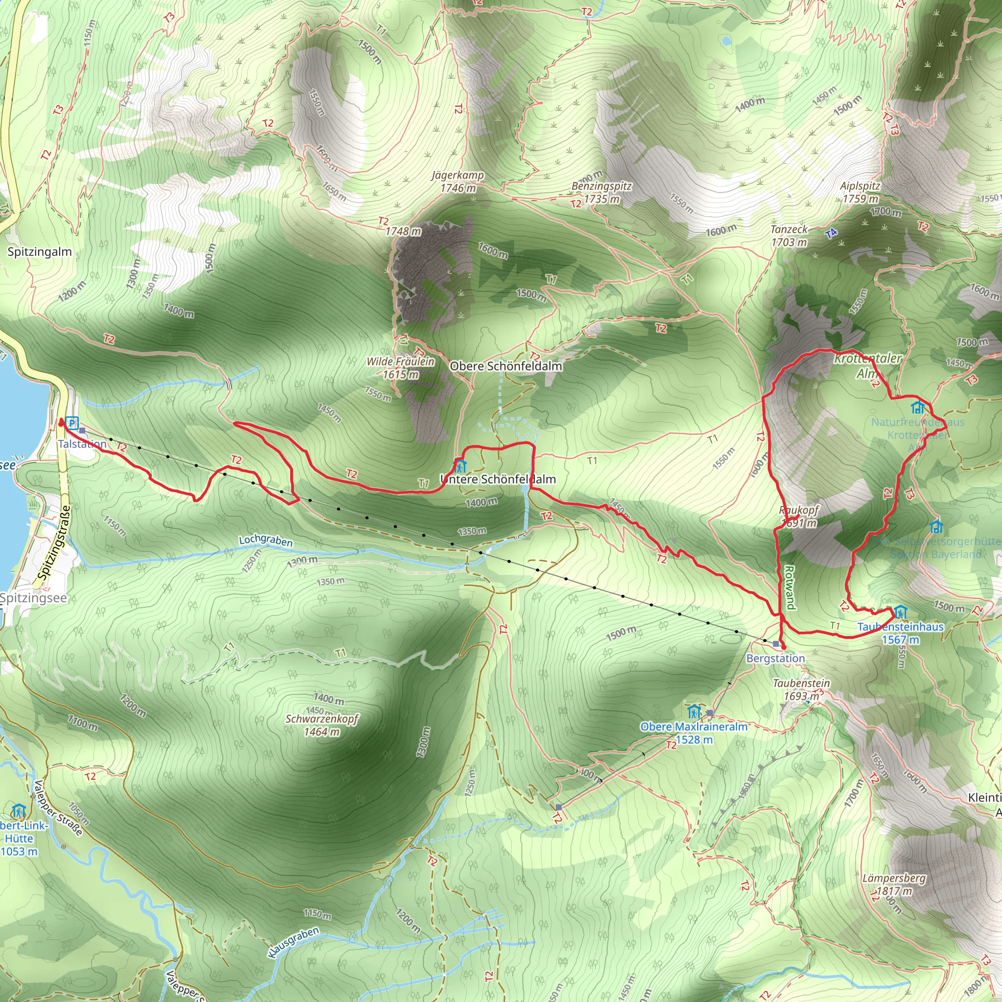Spitzingsee and Raukopf via Wanderweg mobile static map