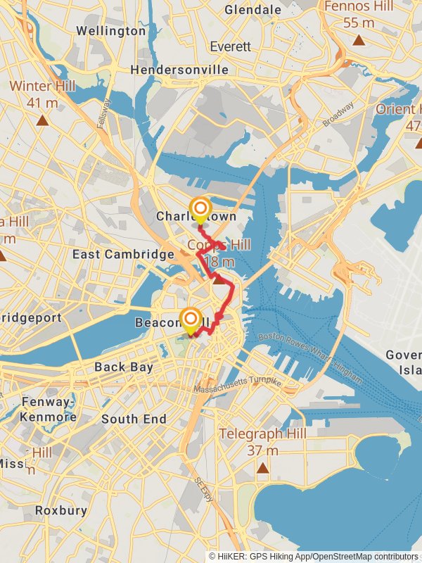 Map of Freedom Trail, Suffolk County
