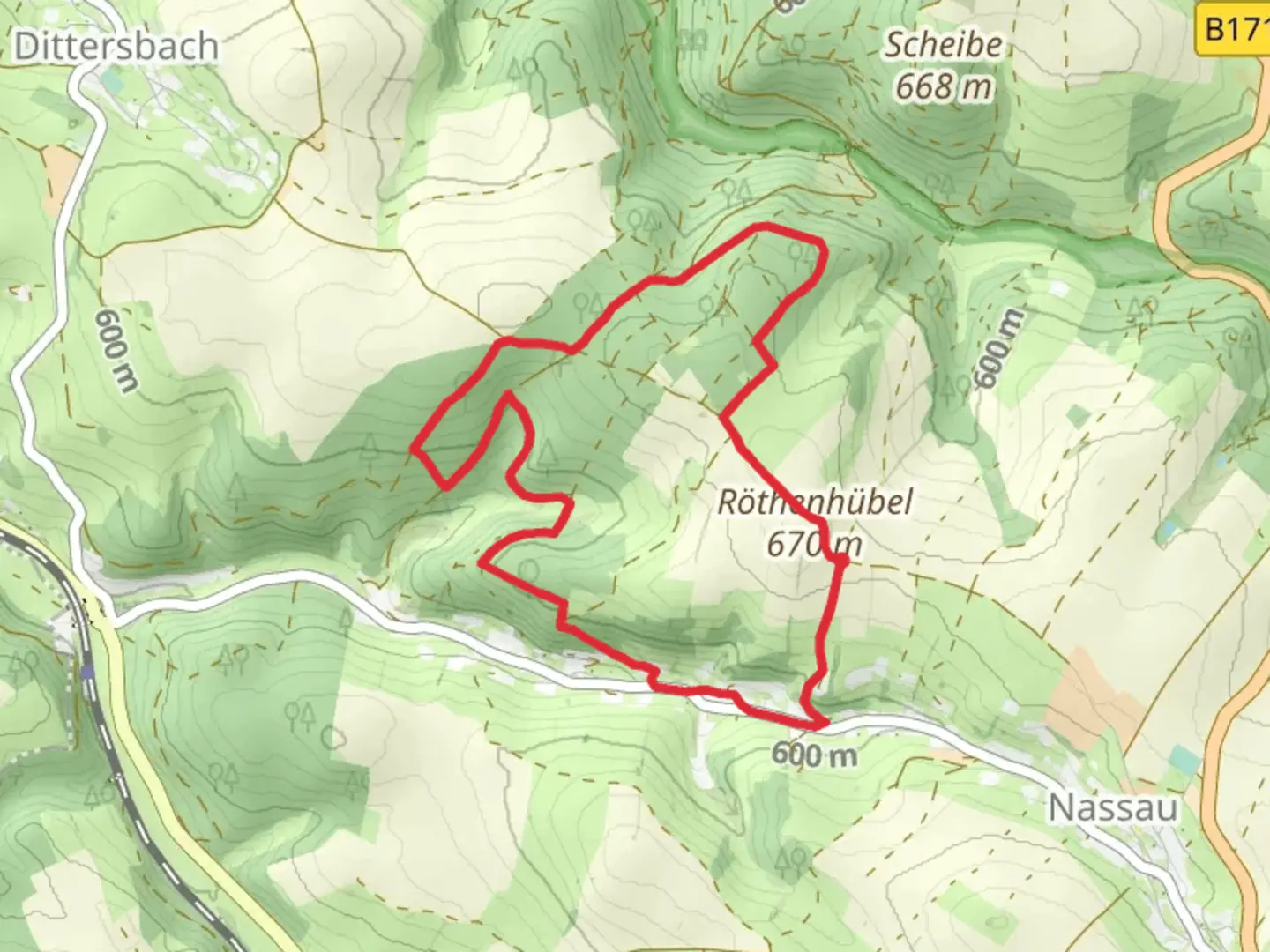 An image depicting the trail Rundweg Nassau and its surrounding area.