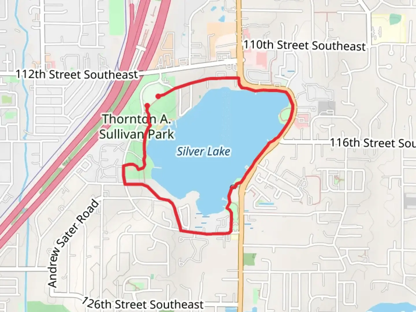 An image depicting the trail Silver Lake and Green Lantern Trail and its surrounding area.