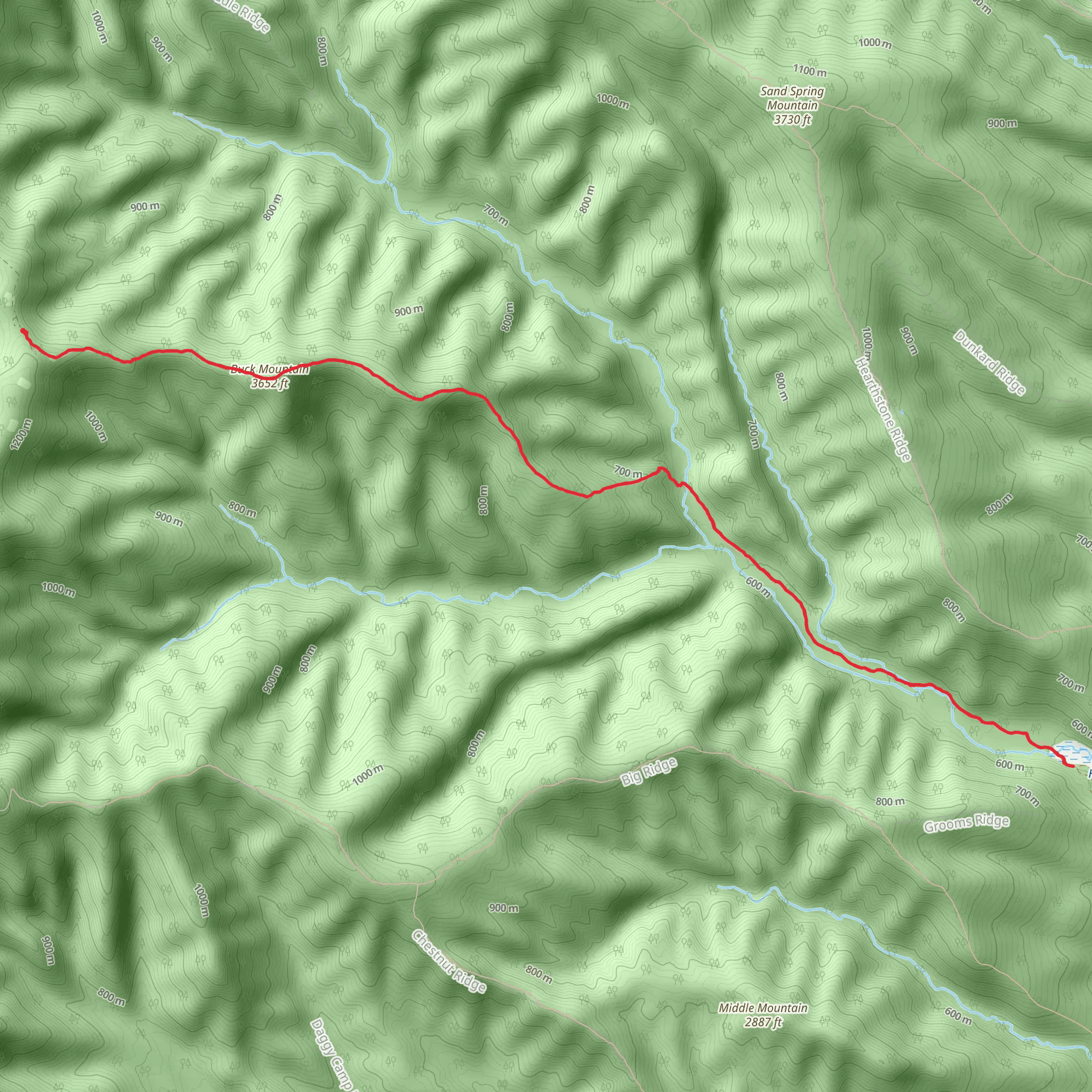Buck Mountain Trail to Hearthstone Lake mobile static map
