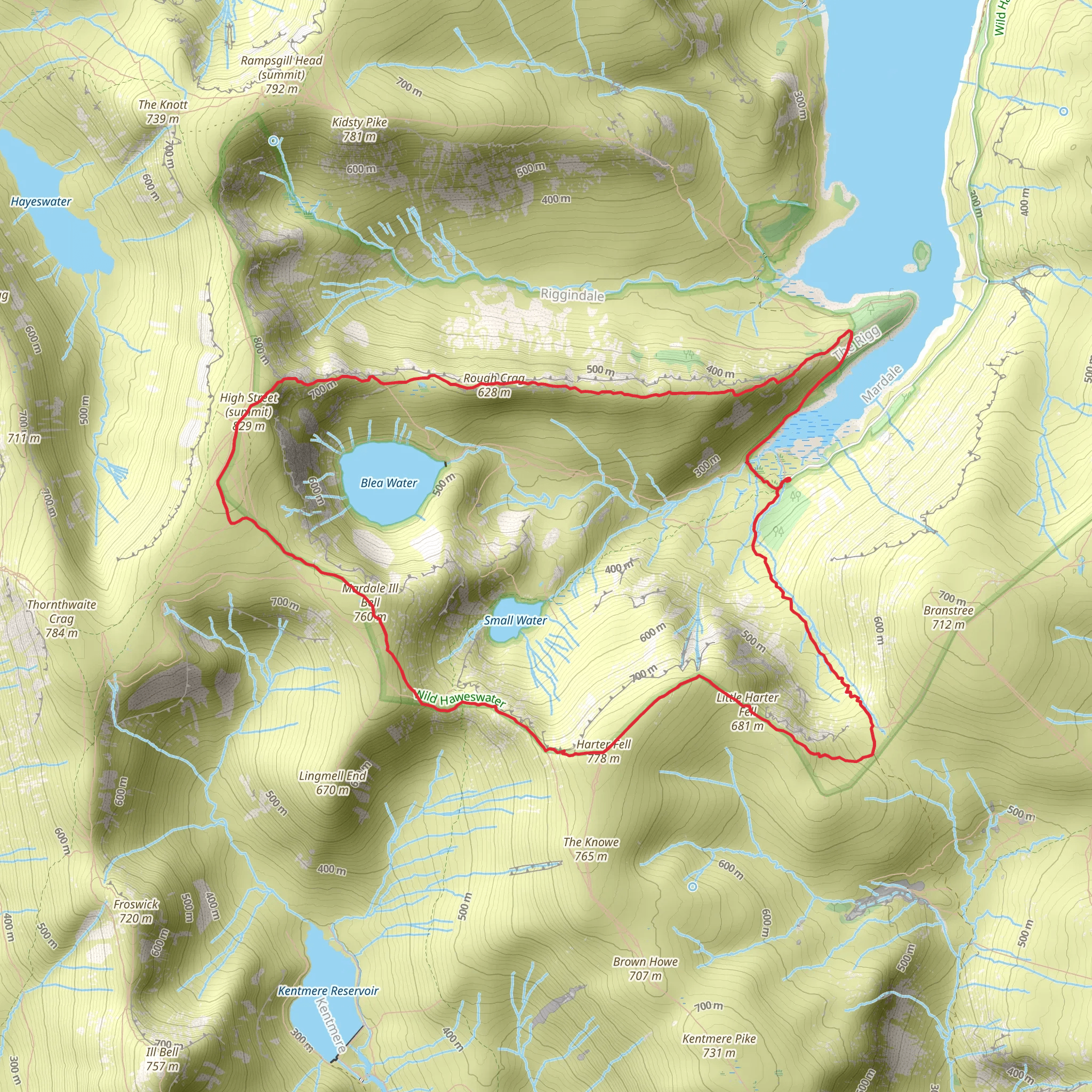 High Street and Mardale Ill Bell Loop mobile static map