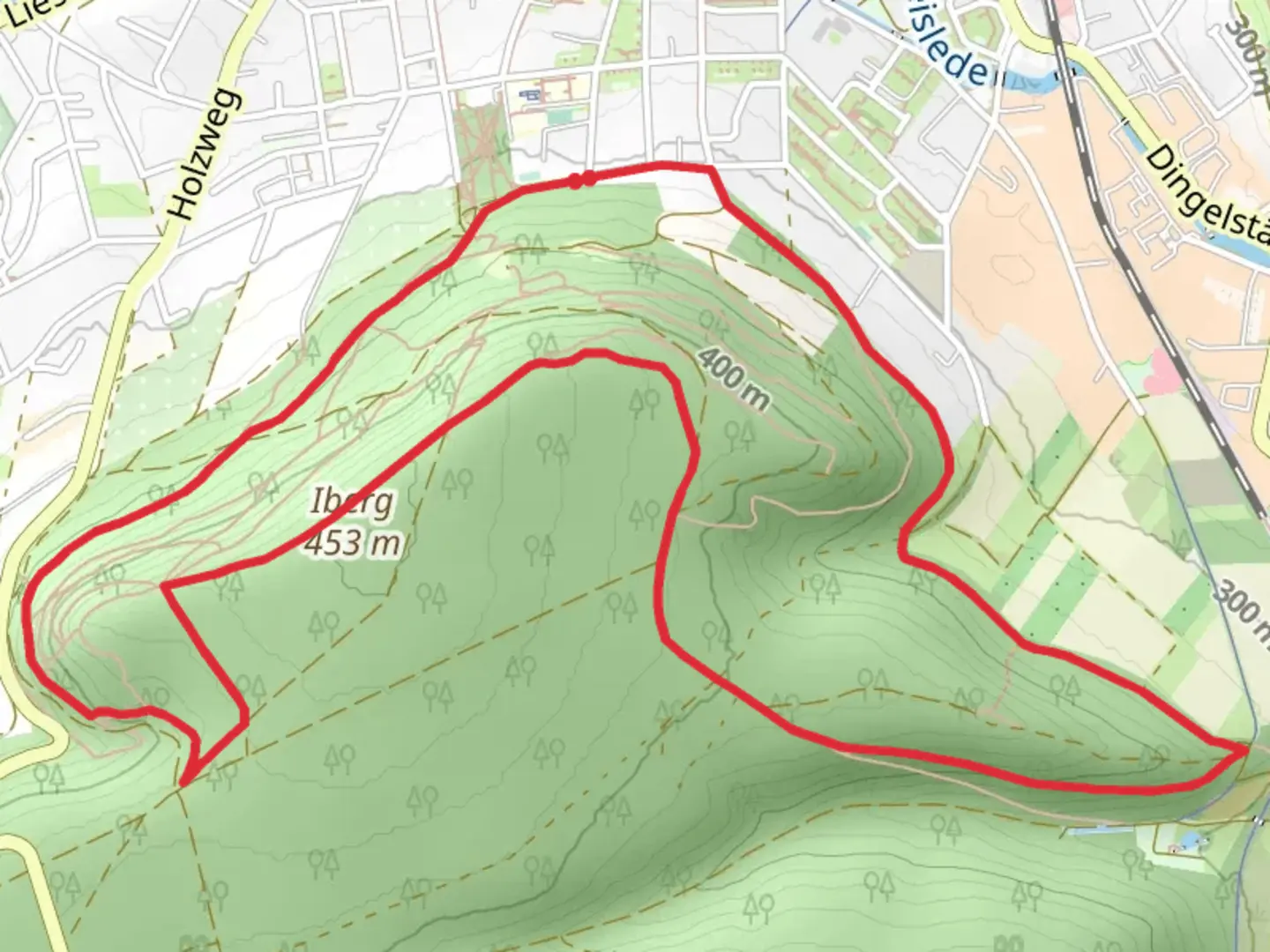 An image depicting the trail Iberg via Iberg Rundwanderweg and Herkulesweg and its surrounding area.