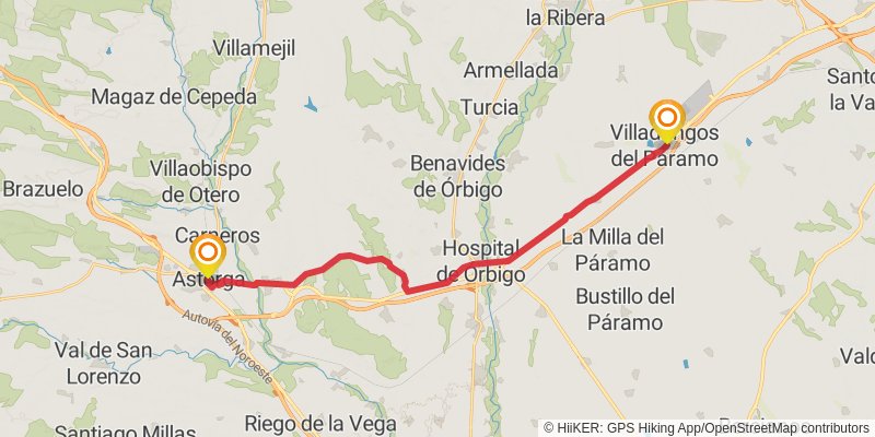 Ruta Jacobea Madrilena stage 18 Map