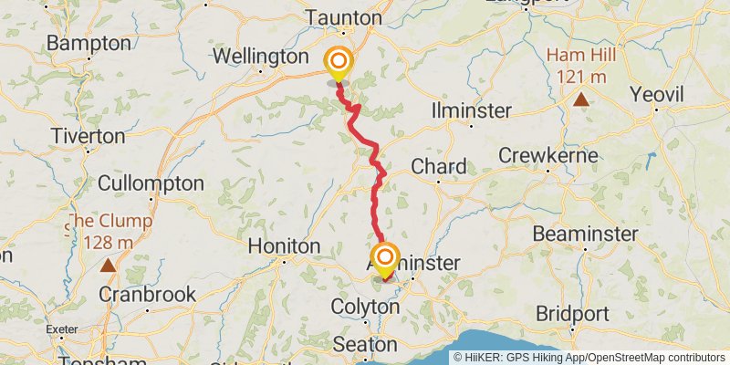 Seaton to Watchet via East Deane Way stage 2 Map