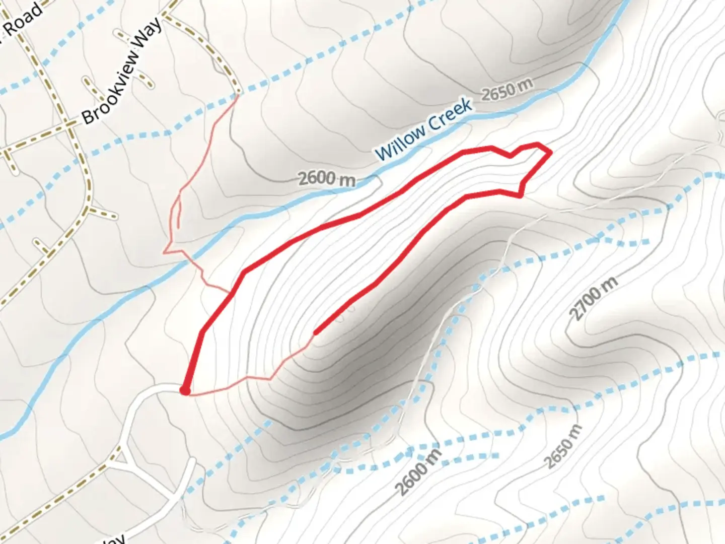 An image depicting the trail Willow creek Walk and its surrounding area.