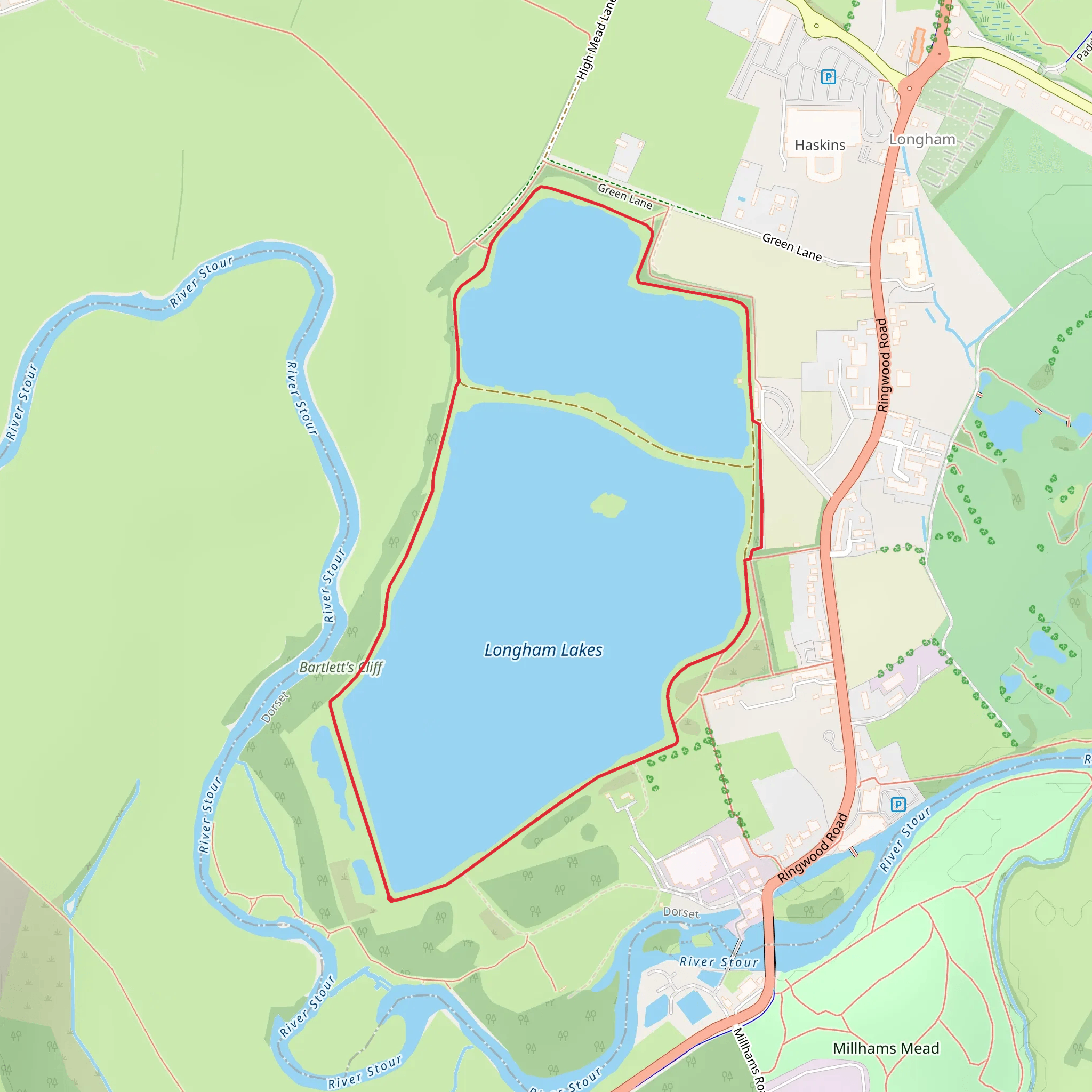 Longham Lakes Loop mobile static map
