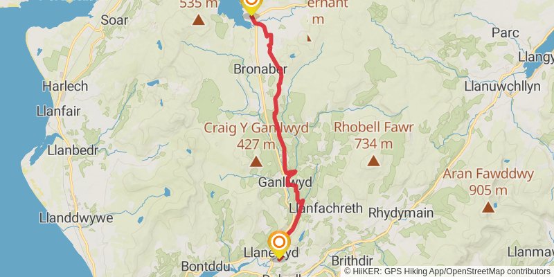 Wales Cistercian Way stage 28 Map