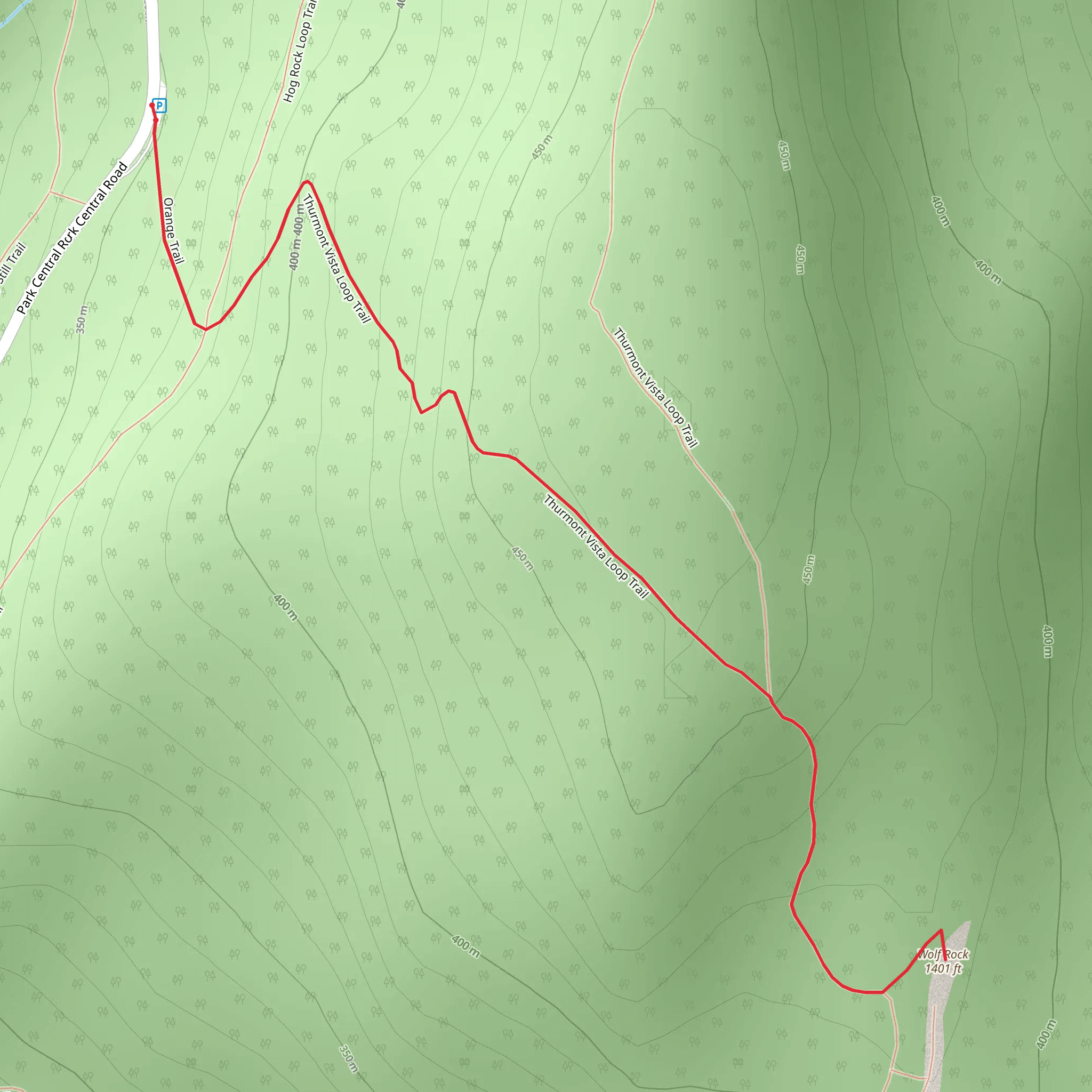 Visitor Center-Wolf Rock Trail mobile static map