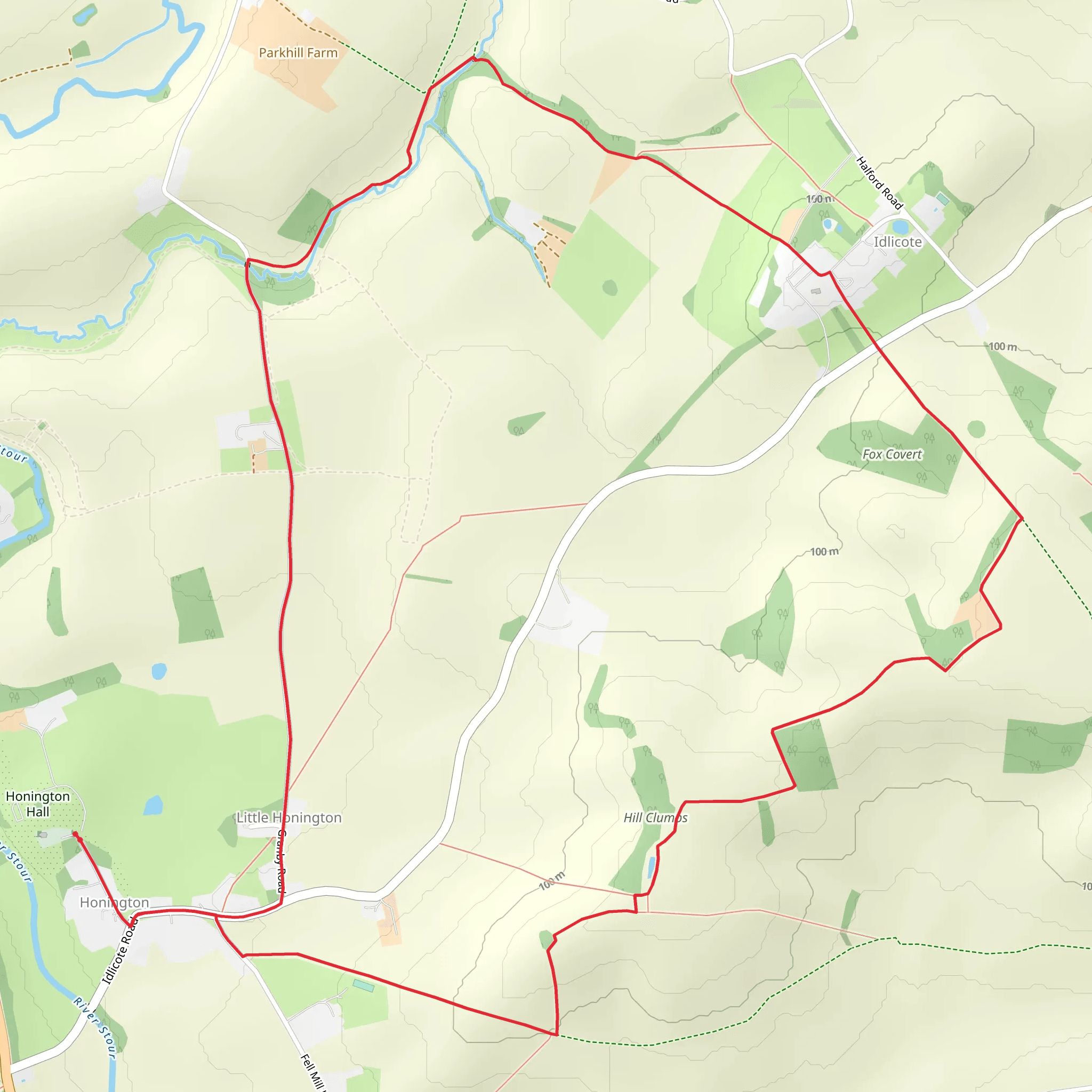 Honington and Idlicote Circular mobile static map