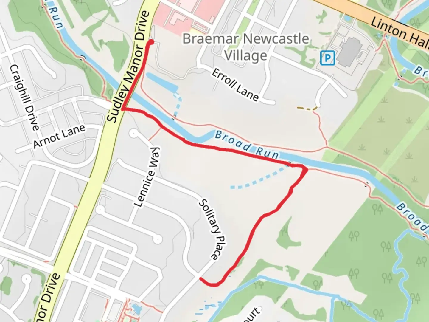 An image depicting the trail Board Run and Braemar Trail and its surrounding area.