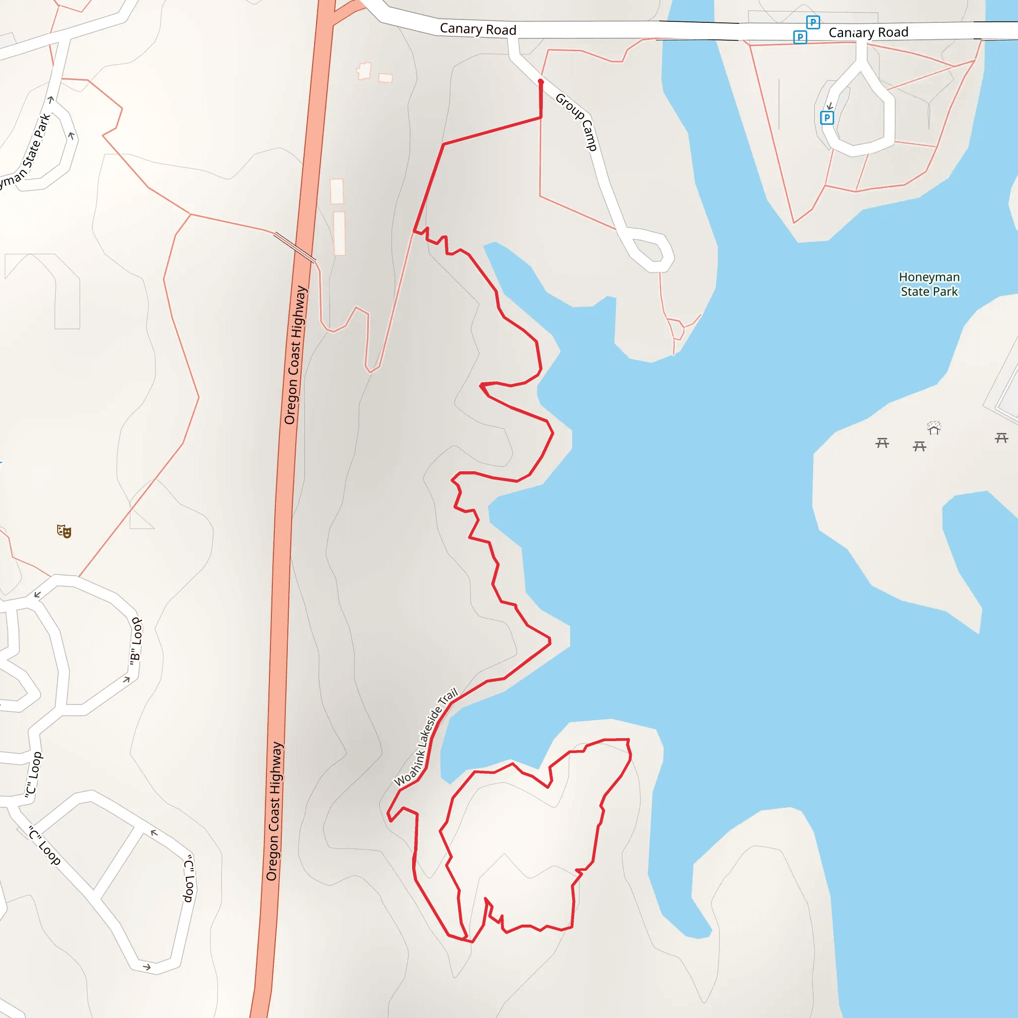 Woahink Lakeside Trail mobile static map