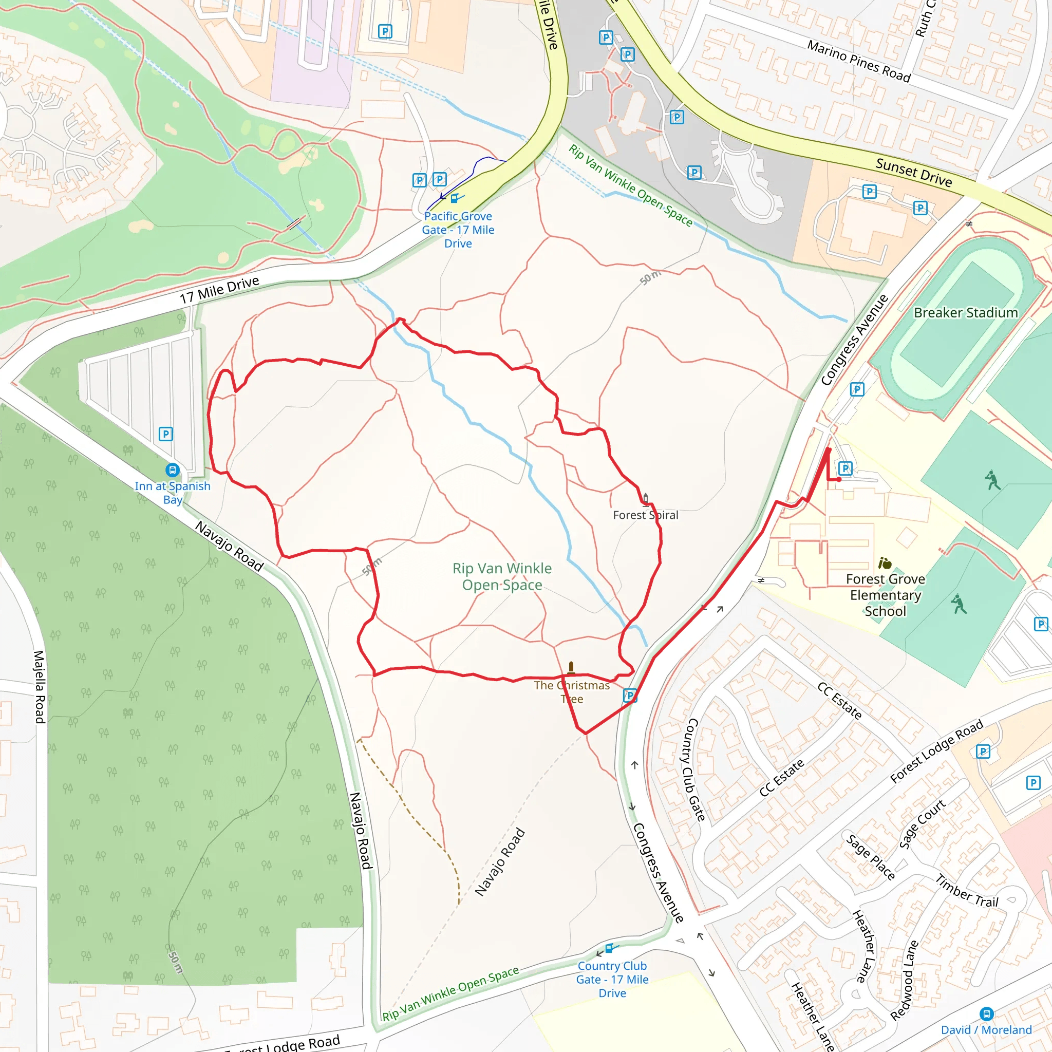 Rip Van Winkle Open Space Loop mobile static map