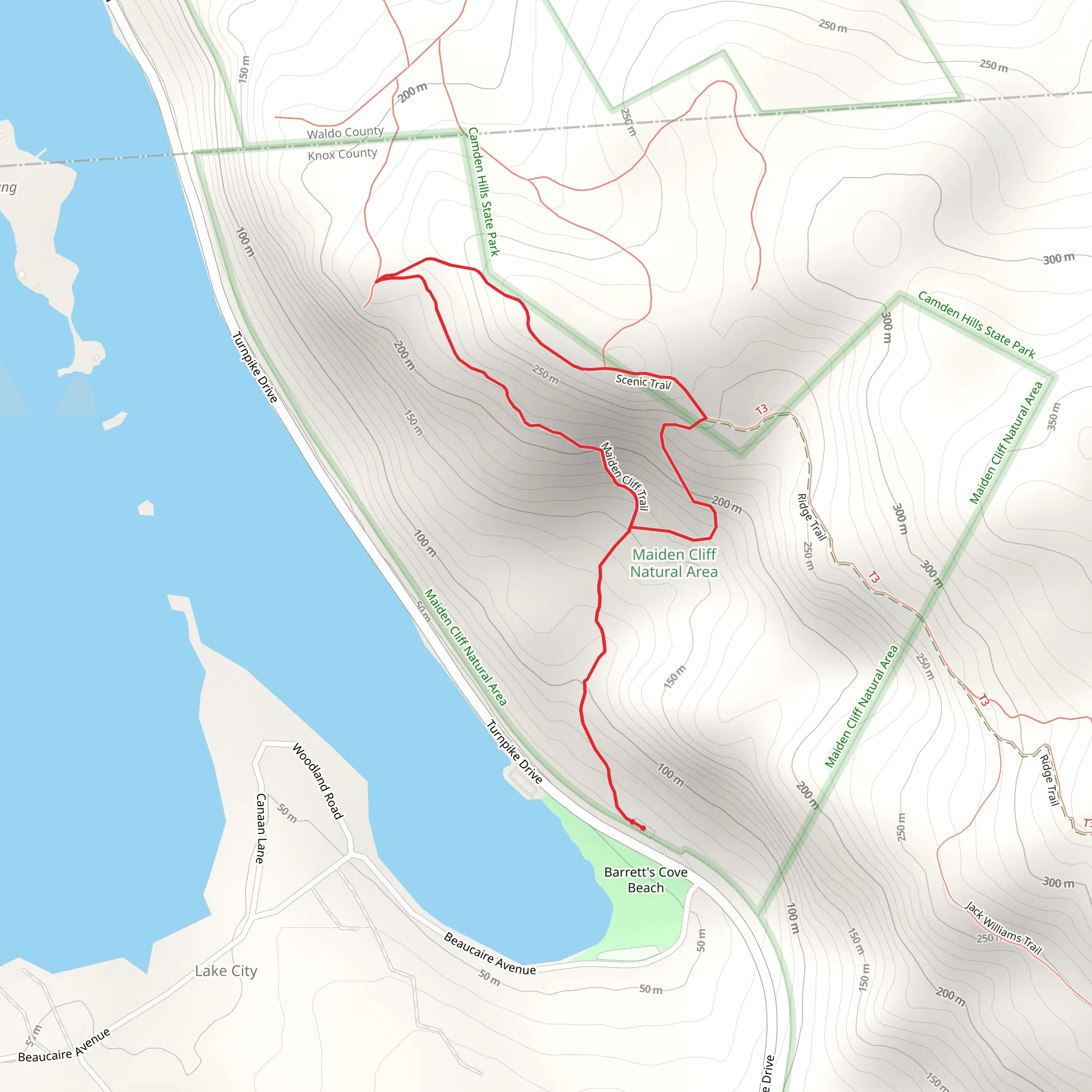 Scenic Trail and Maiden Cliff Trail Loop mobile static map