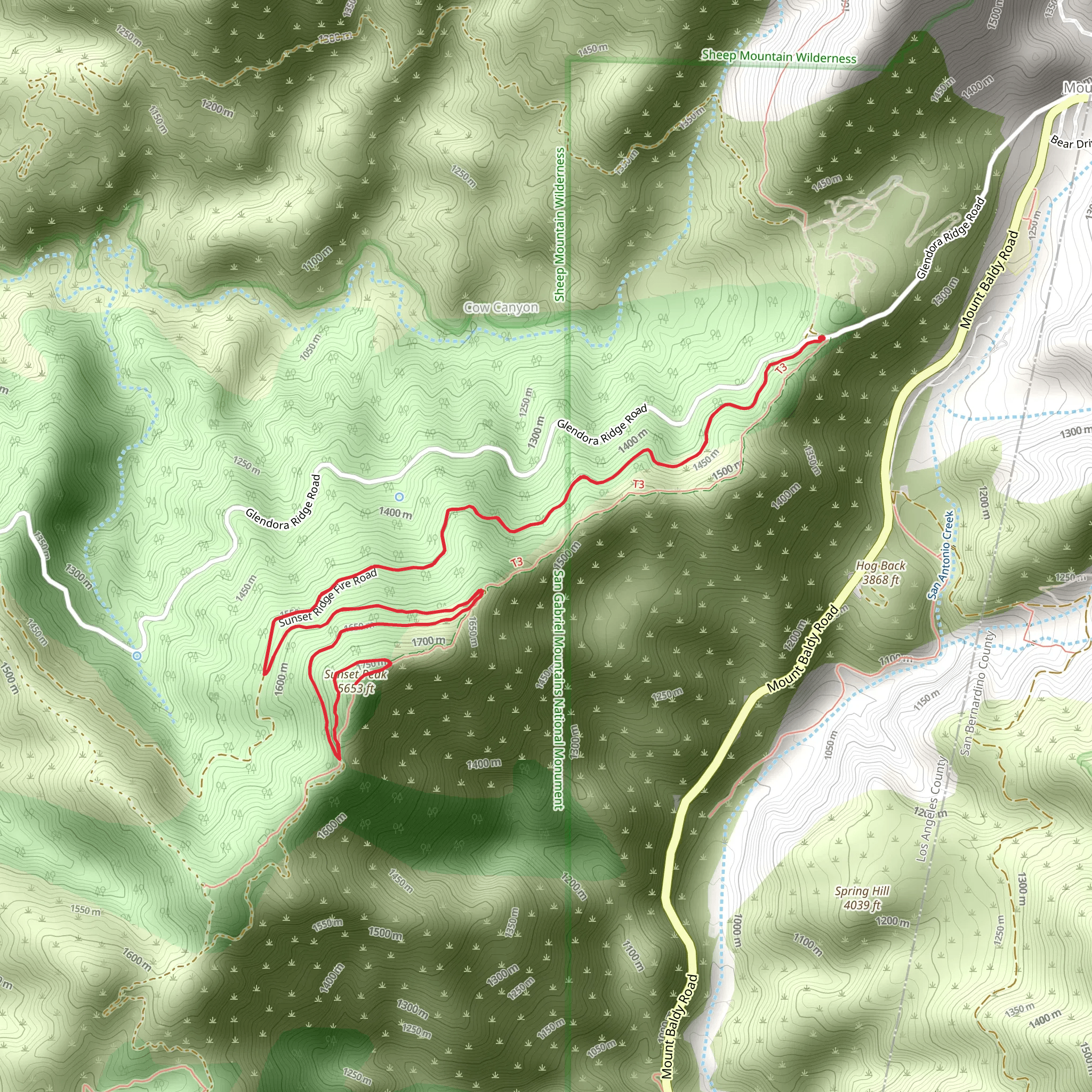 Sunset Peak mobile static map
