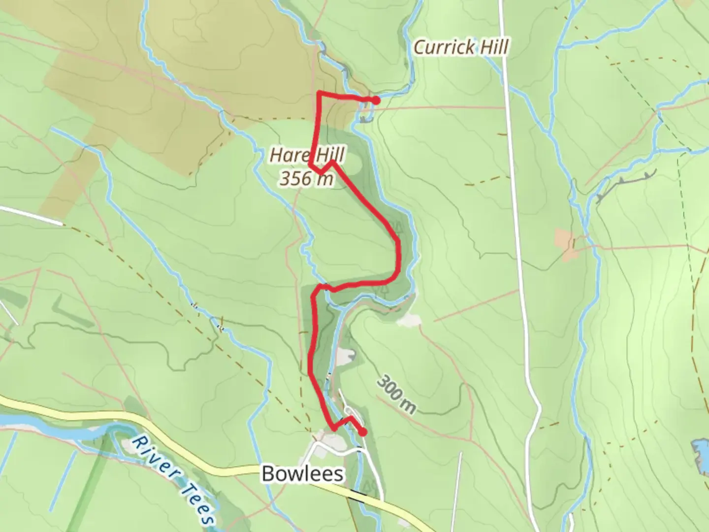 An image depicting the trail Flushiemere Beck Waterfall and its surrounding area.