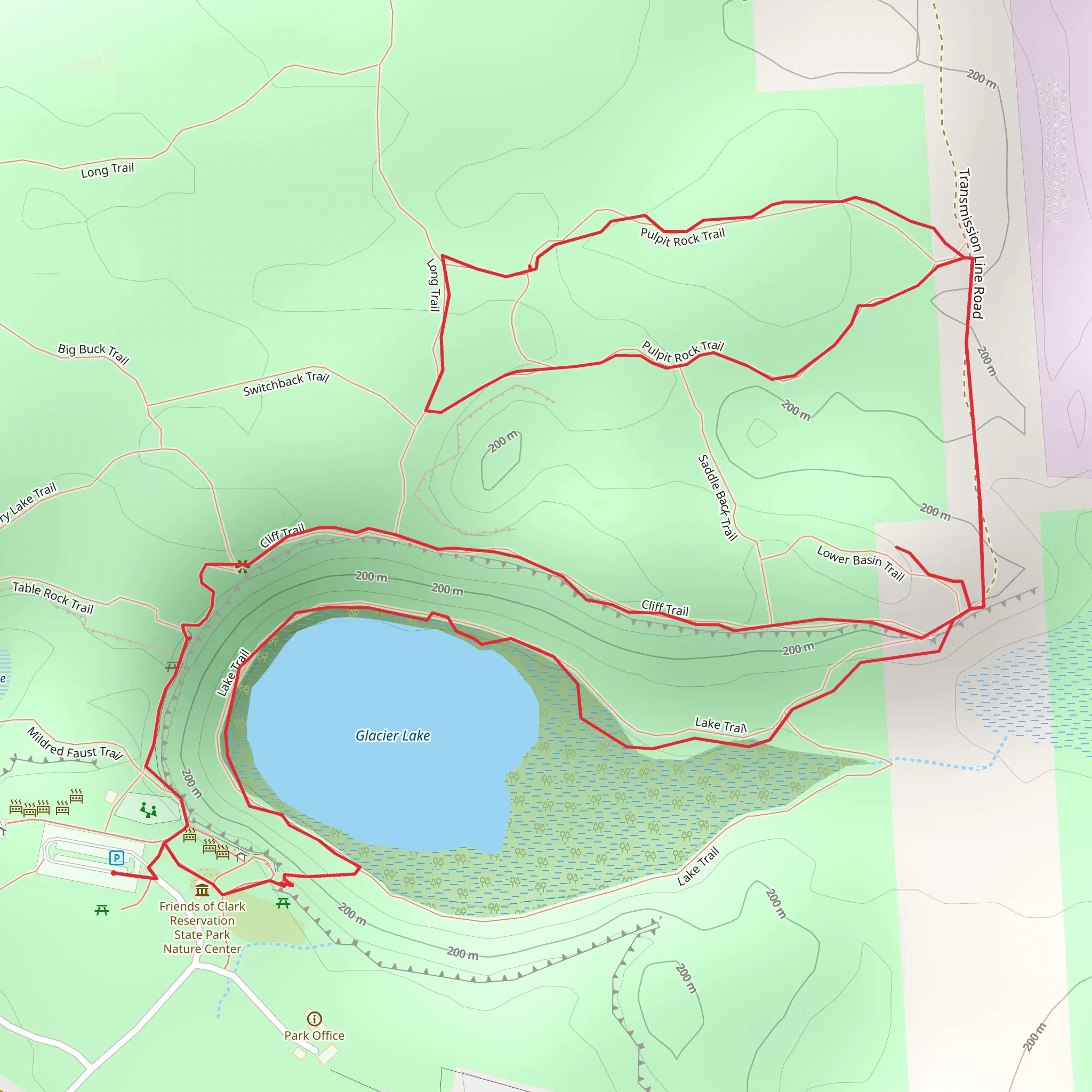 Glacier Lake, Pulpit Rock Loop Trail mobile static map