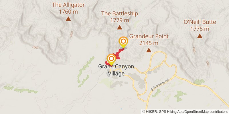 Tonto Trail - Hermit Trail to Bright Angel Trail stage 3 Map