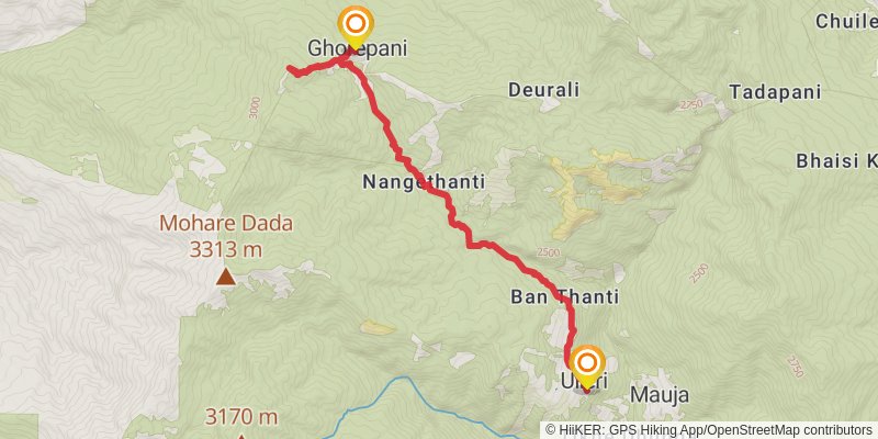 Poonhill Trek stage 2 Map