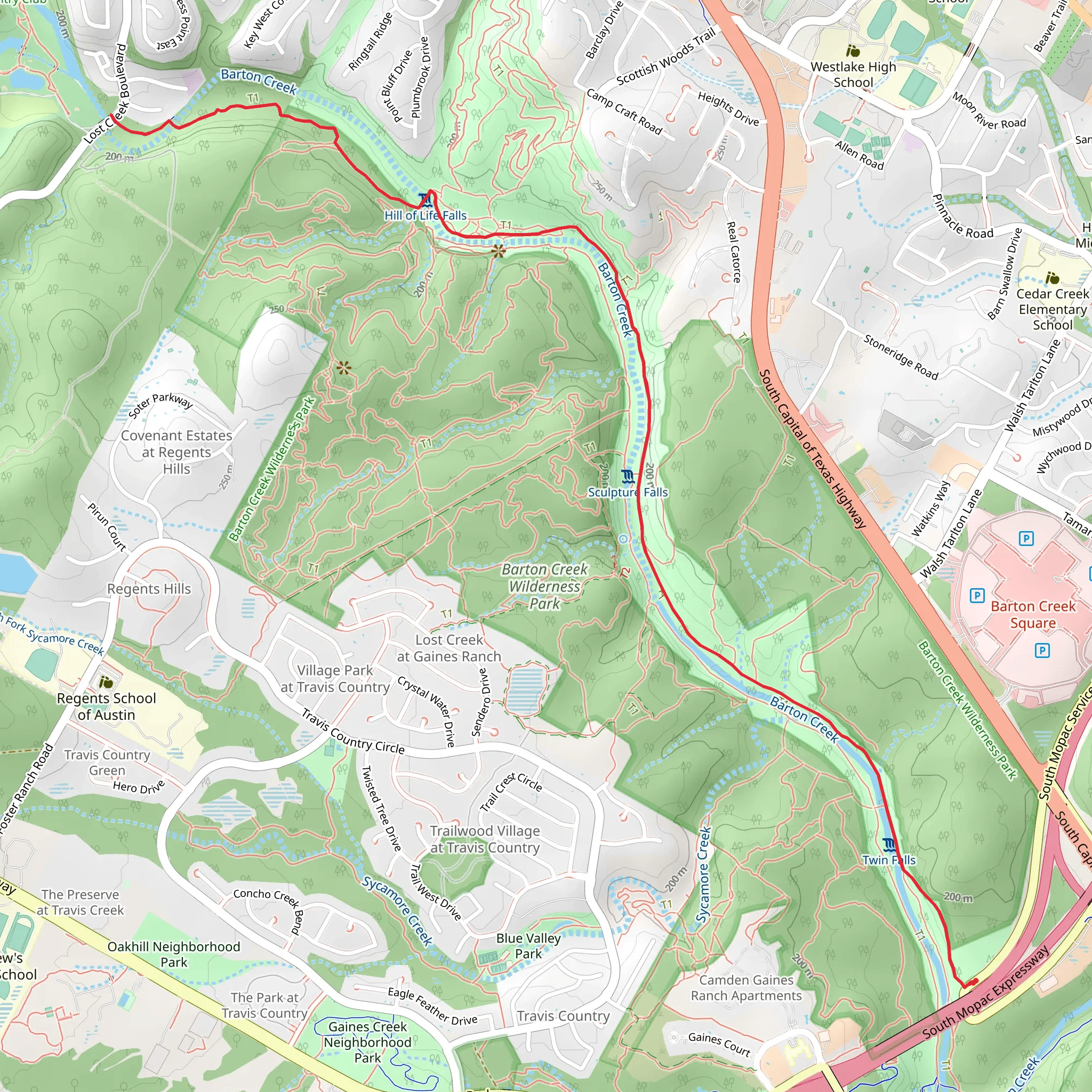 Barton Creek Greenbelt and Lost Creek Green Belt mobile static map