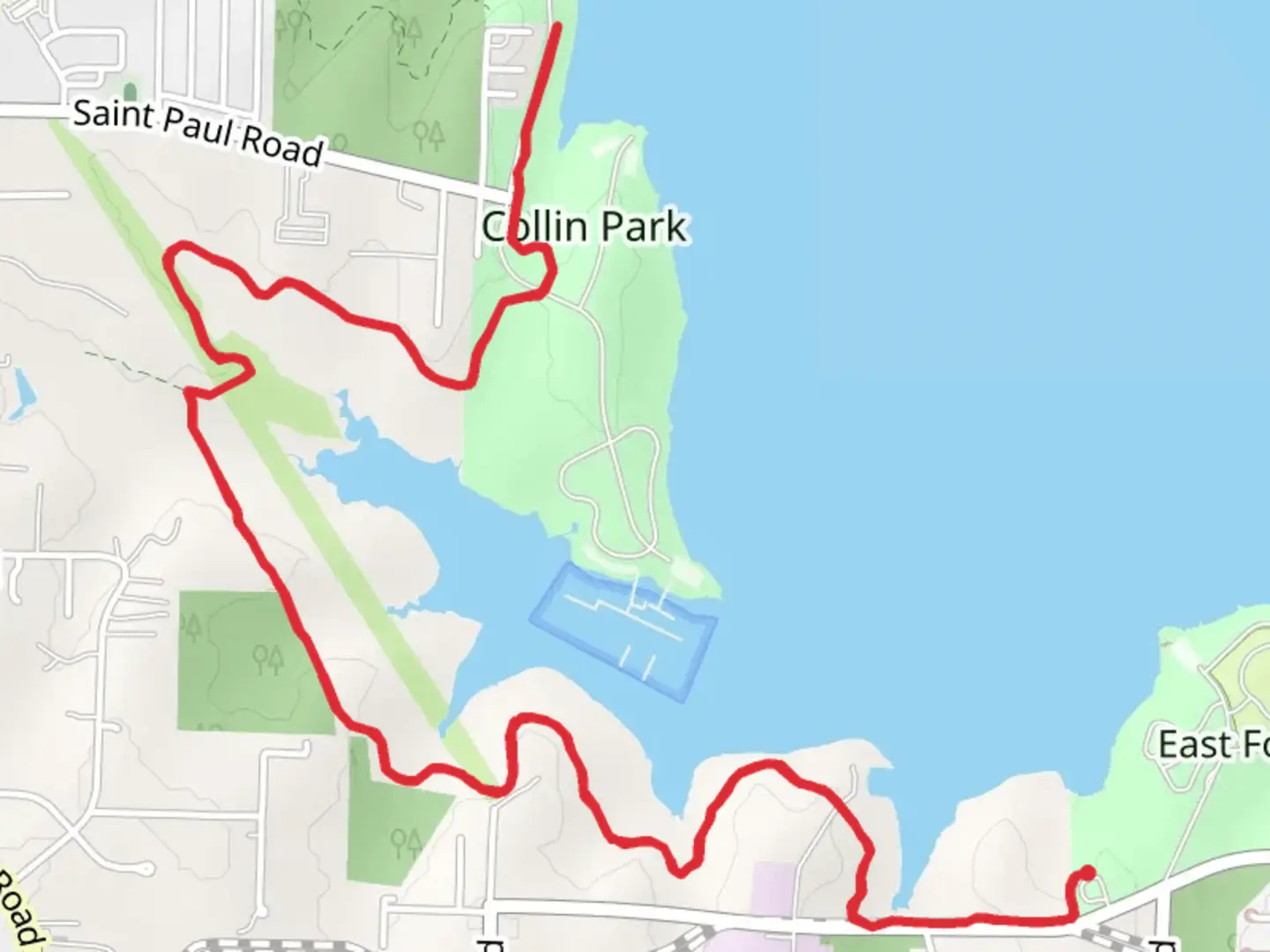 An image depicting the trail Collin Park - Trinity Trail and its surrounding area.