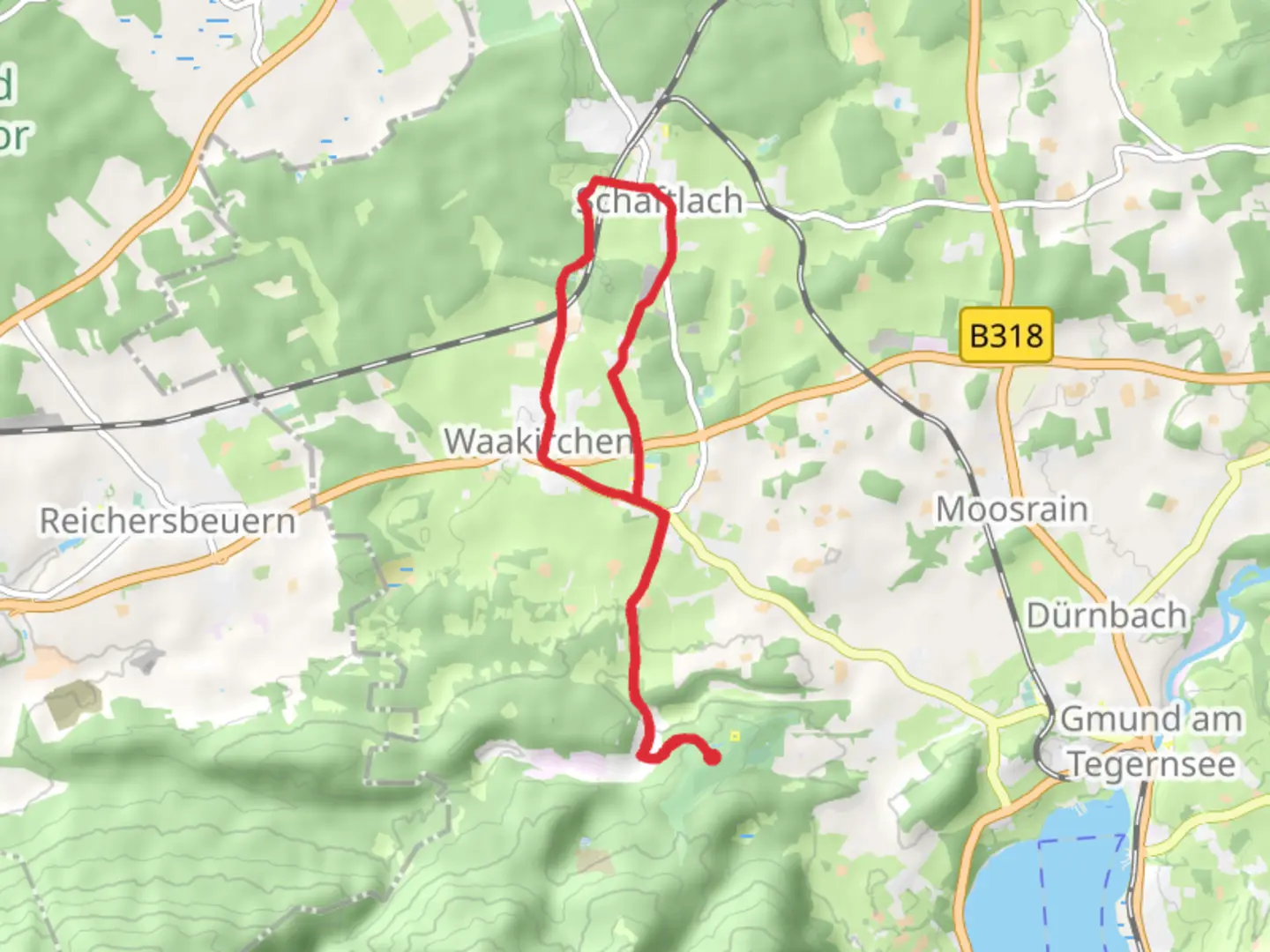 An image depicting the trail Marienstein Loop and its surrounding area.