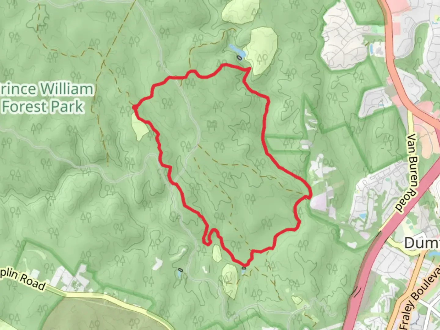 An image depicting the trail Mary Bird Branch and Turkey Run Ridge Loop Trail and its surrounding area.