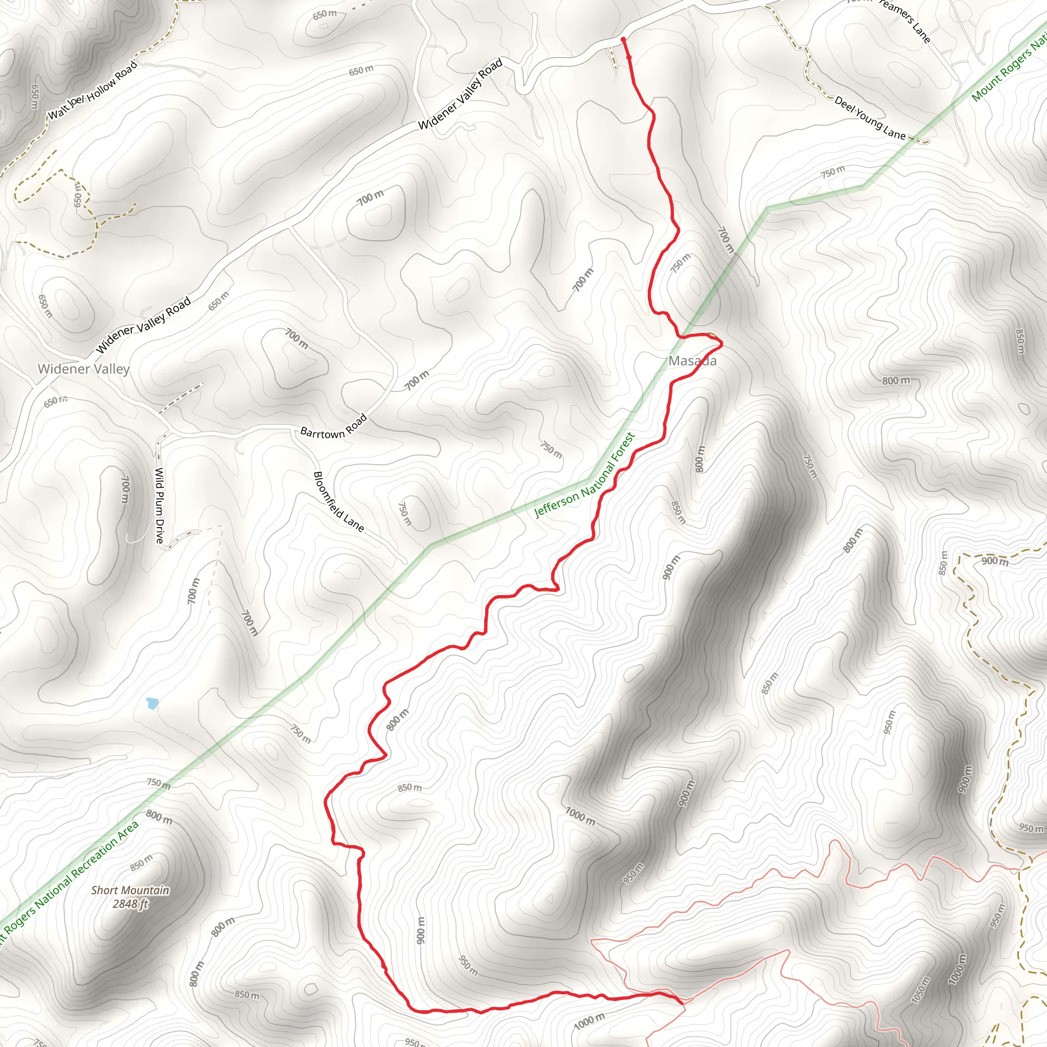 Wright Hollow Trail mobile static map